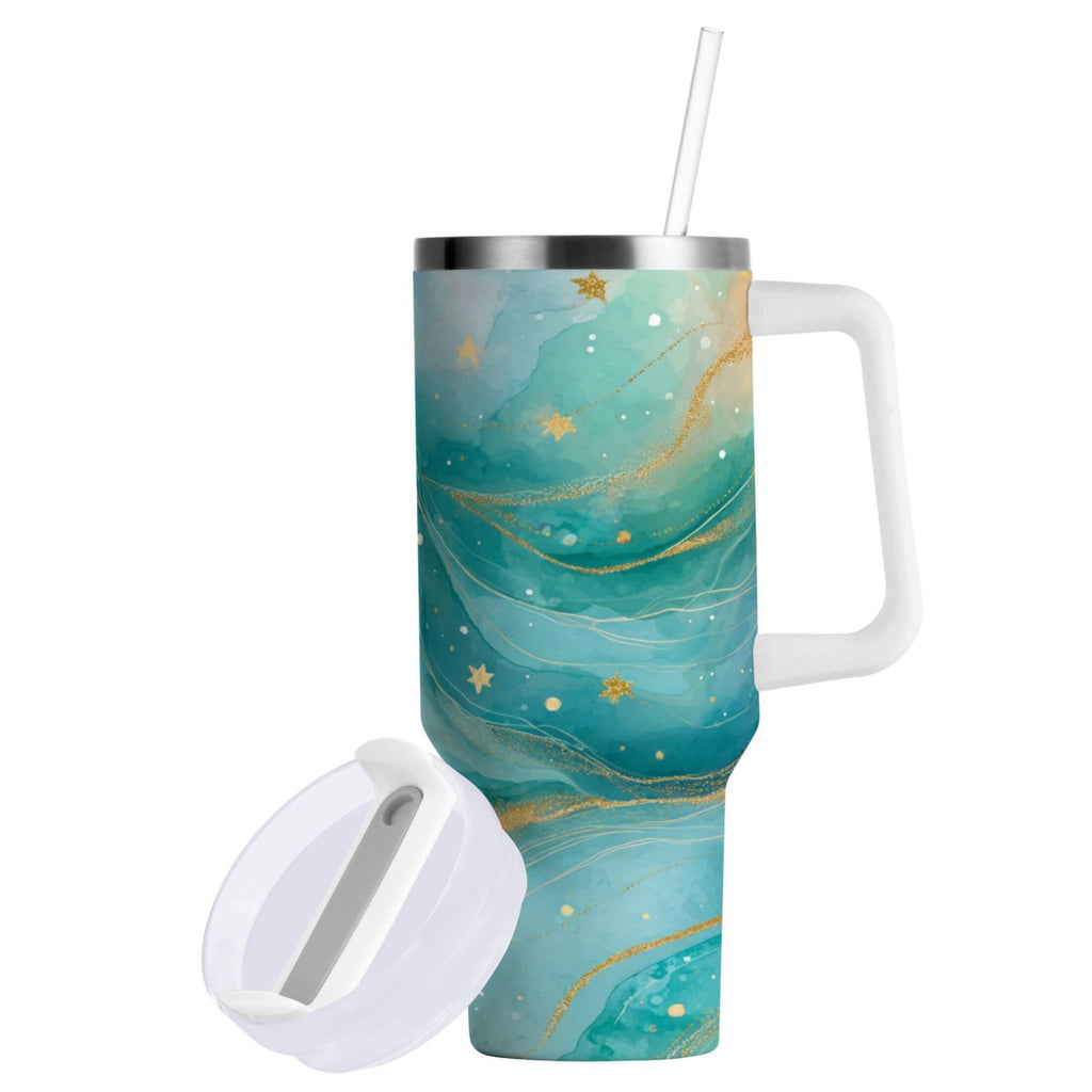 40 oz Insulated Stainless Steel Tumbler Double Wall Stainless Steel Tumbler with 2-Way Drinking Beautiful Watercolor Stars Edition-2WUR