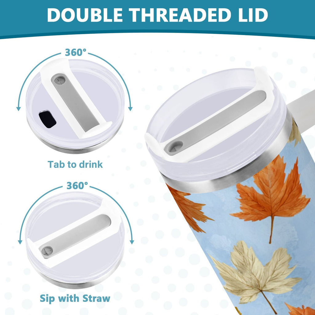 30 oz Insulated Stainless Steel Tumbler Double Wall Stainless Steel Tumbler with 2-Way Drinking Autumn Maple Leaves Edition-7CHJ