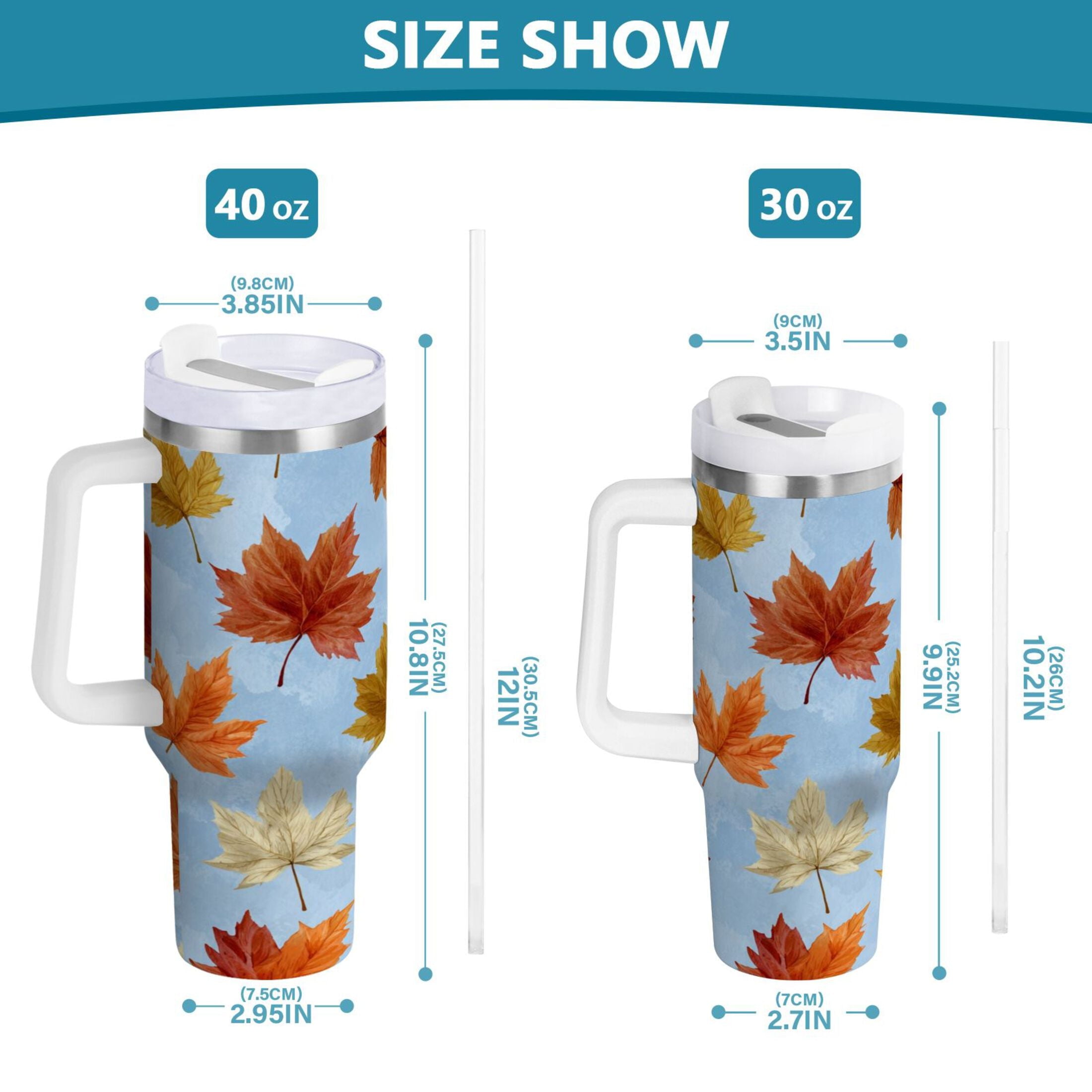 30 oz Insulated Stainless Steel Tumbler Double Wall Stainless Steel Tumbler with 2-Way Drinking Autumn Maple Leaves Edition-7CHJ
