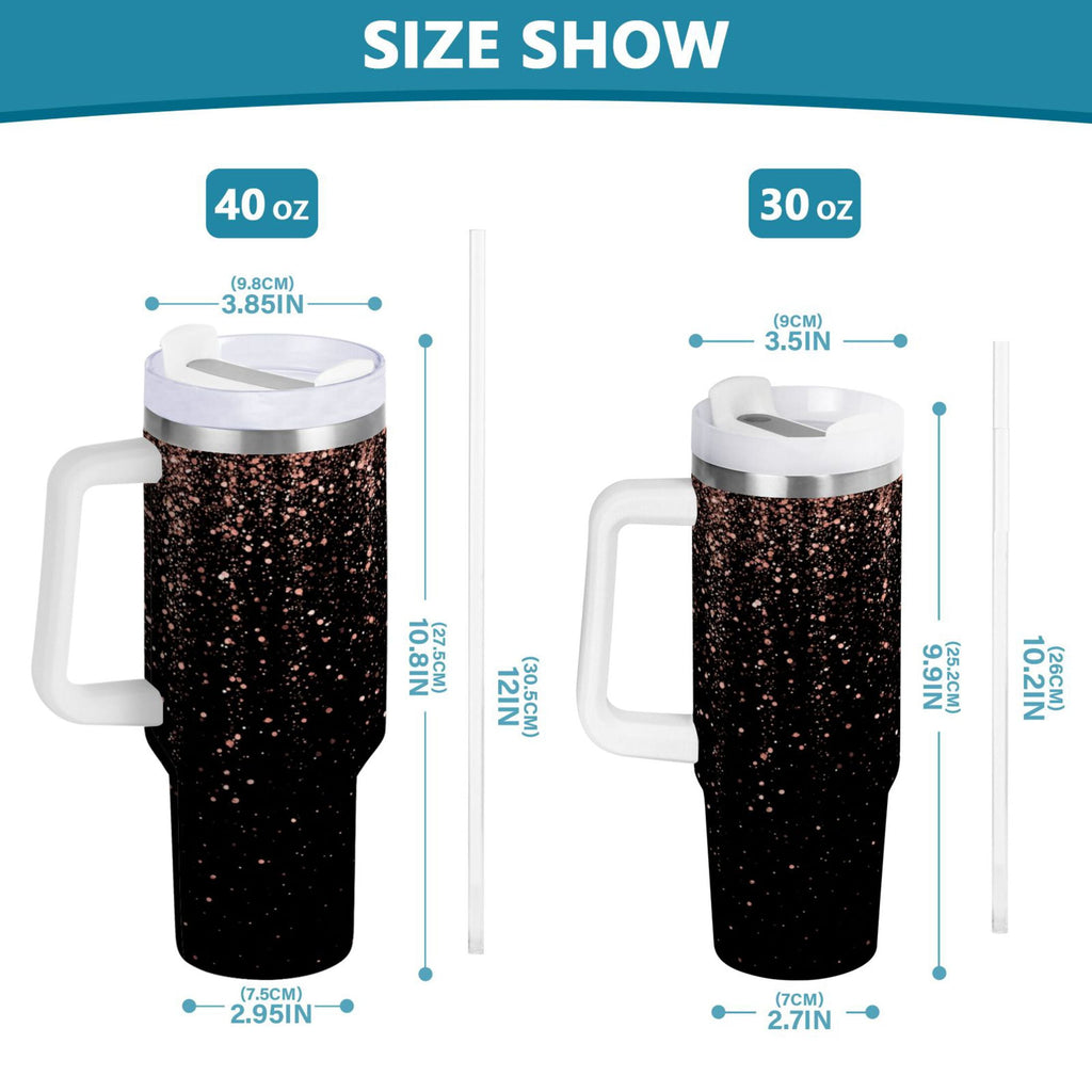 40 oz Insulated Stainless Steel Tumbler Double Wall Stainless Steel Tumbler with 2-Way Drinking Rose Gold Glitter Edition-6OMJ