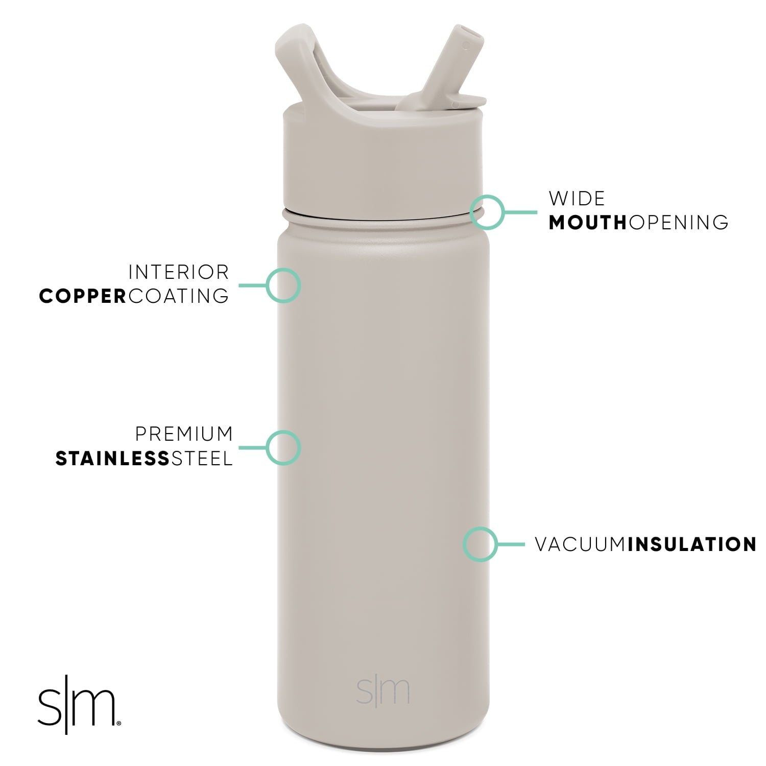 Simple Modern Summit Water Bottle Straw Lid Vacuum Insulated Stainless Steel Bottle | 18 fl oz Edition-9ZOA