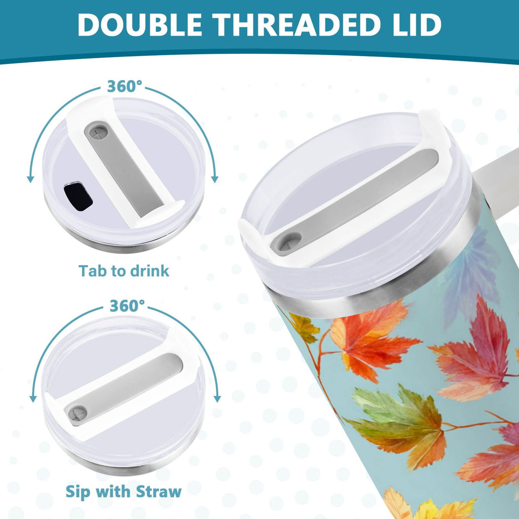 30 oz Insulated Stainless Steel Tumbler Double Wall Stainless Steel Tumbler with 2-Way Drinking Colorful Autumn Maple Leaves Edition-IL2W