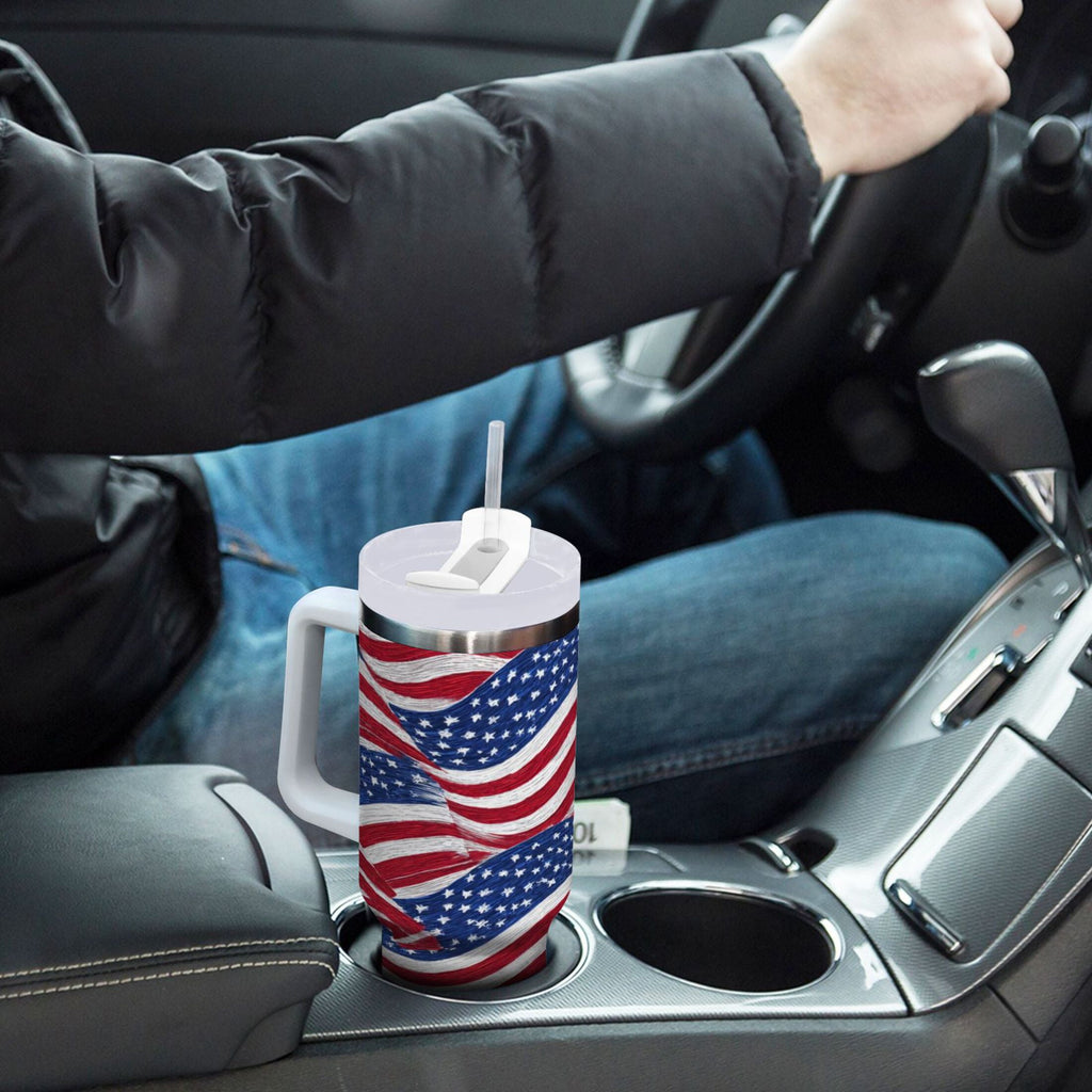 30 oz Insulated Stainless Steel Tumbler Double Wall Stainless Steel Tumbler with 2-Way Drinking Flags Wave Pattern Edition-NMWB