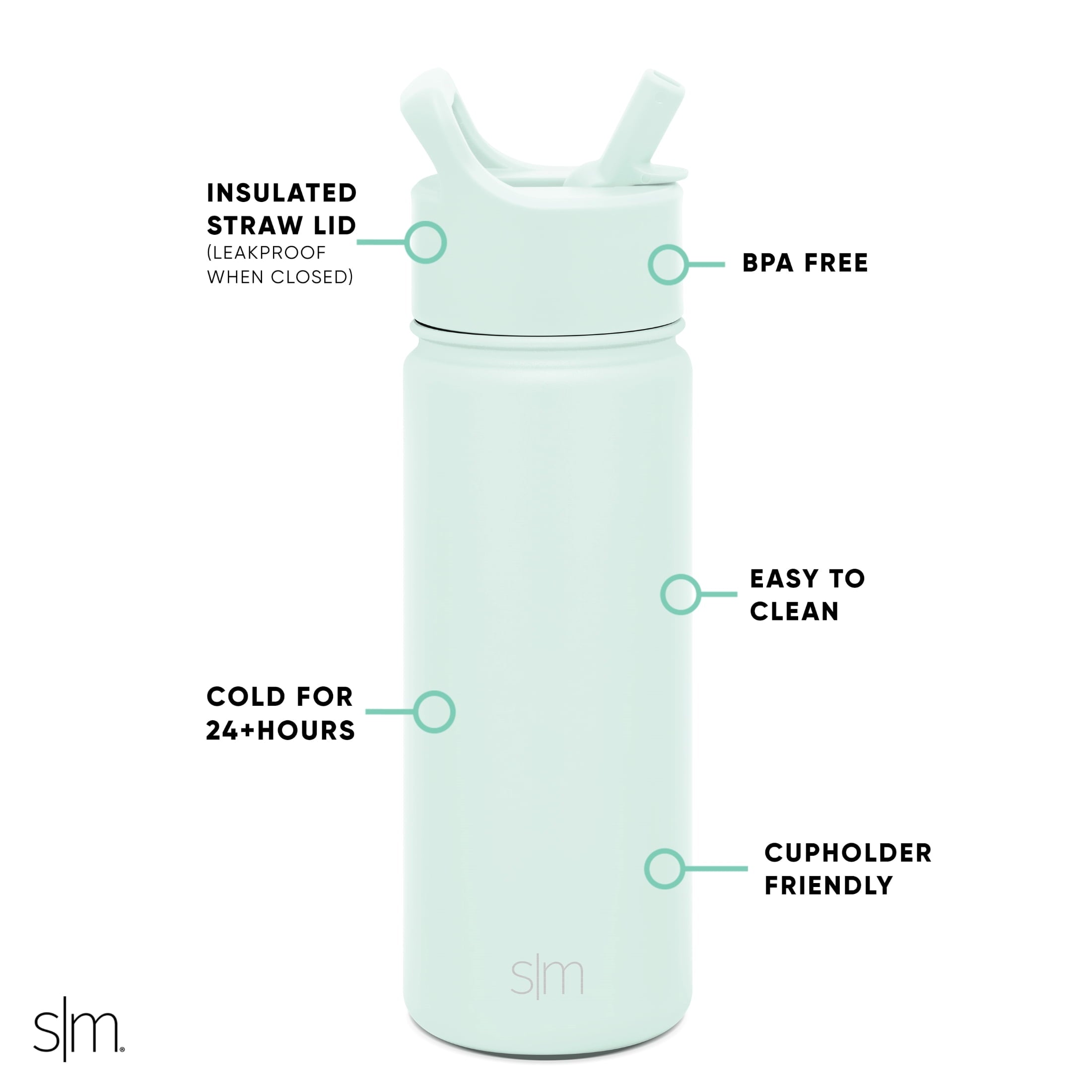 Simple Modern Summit Water Bottle Straw Lid Vacuum Insulated Stainless Steel Bottle | 18 fl oz Edition-9ZOA