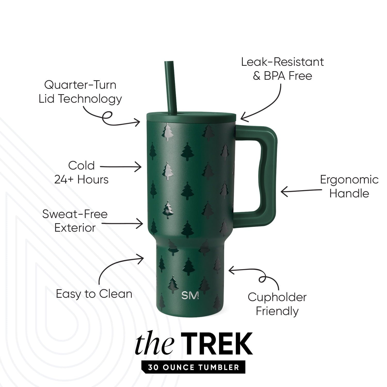 Simple Modern 30 fl oz Insulated Stainless Steel Trek Tumbler with Straw Lid | Seaglass Sage and Cream Checkmate Edition-16A6
