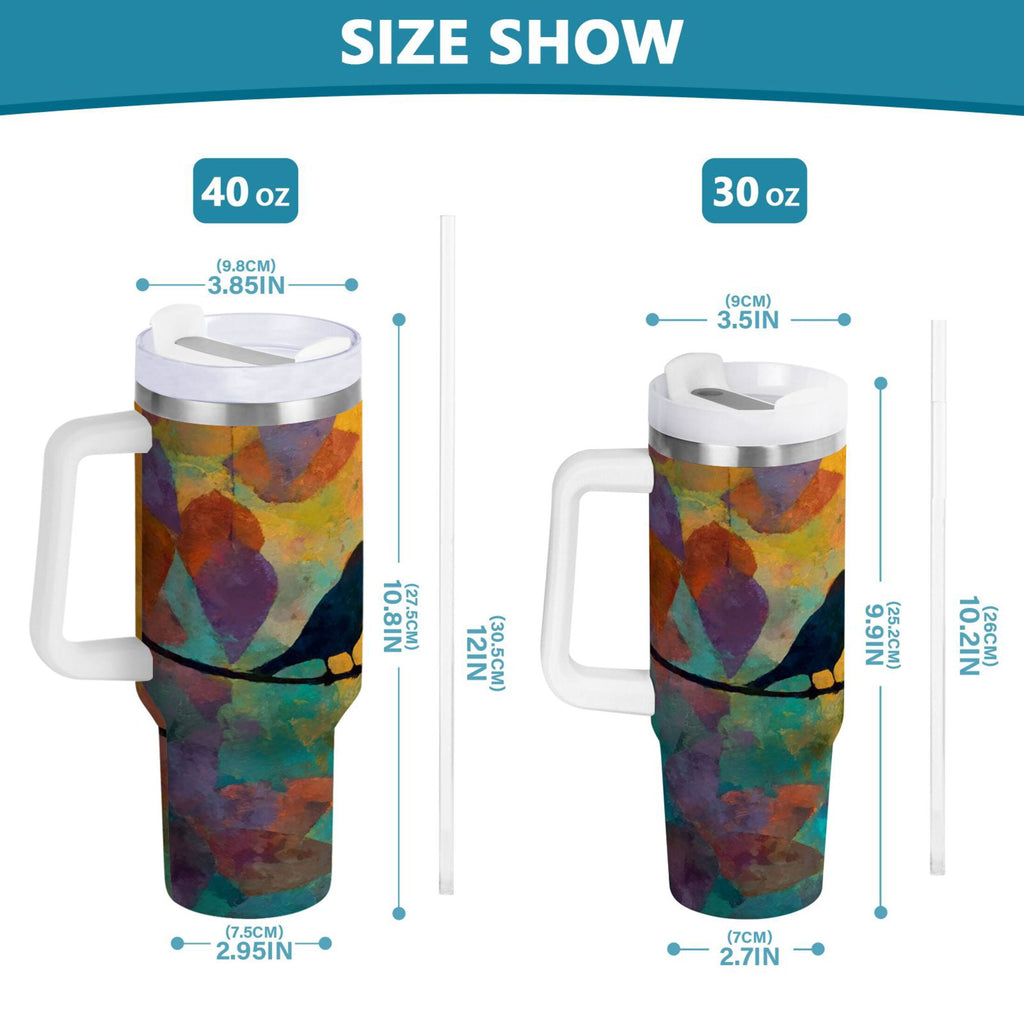 30 oz Insulated Stainless Steel Tumbler Double Wall Stainless Steel Tumbler with 2-Way Drinking Birds on A Wire Edition-T90U