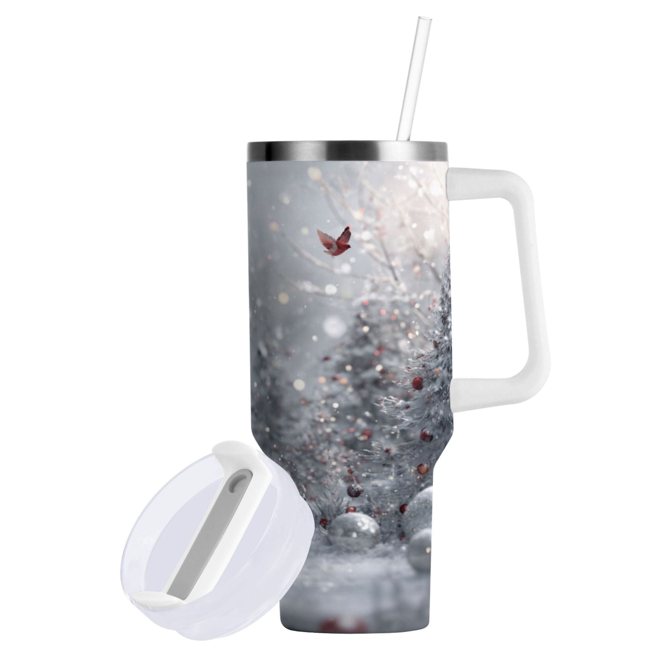30 oz Insulated Stainless Steel Tumbler Double Wall Stainless Steel Tumbler with 2-Way Drinking Snowy Winter Landscape Edition-2UTZ