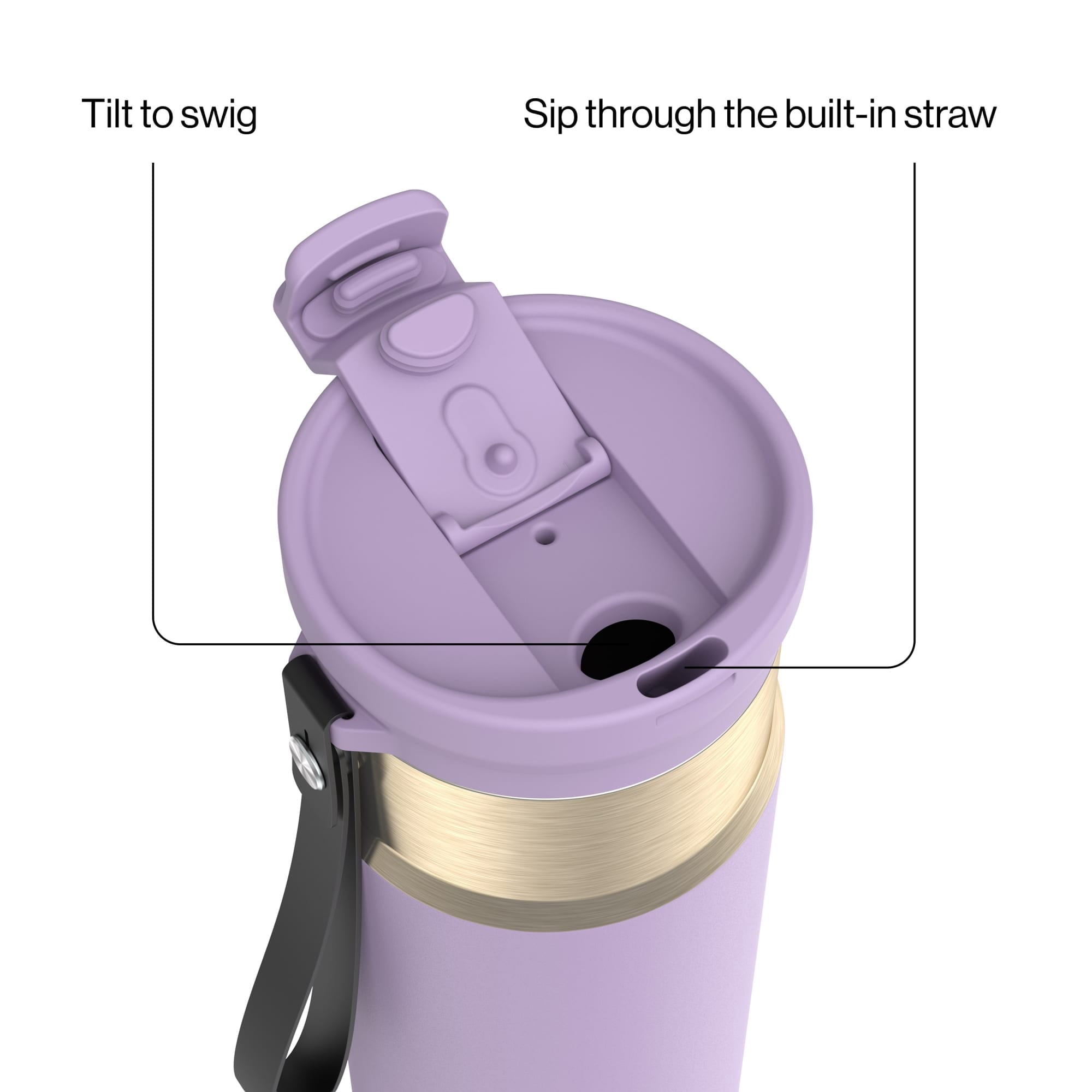 Contigo DualSip 24 oz Leakproof Insulated Water Bottle with Carrying Strap and 2-Way Lid Edition-GON1