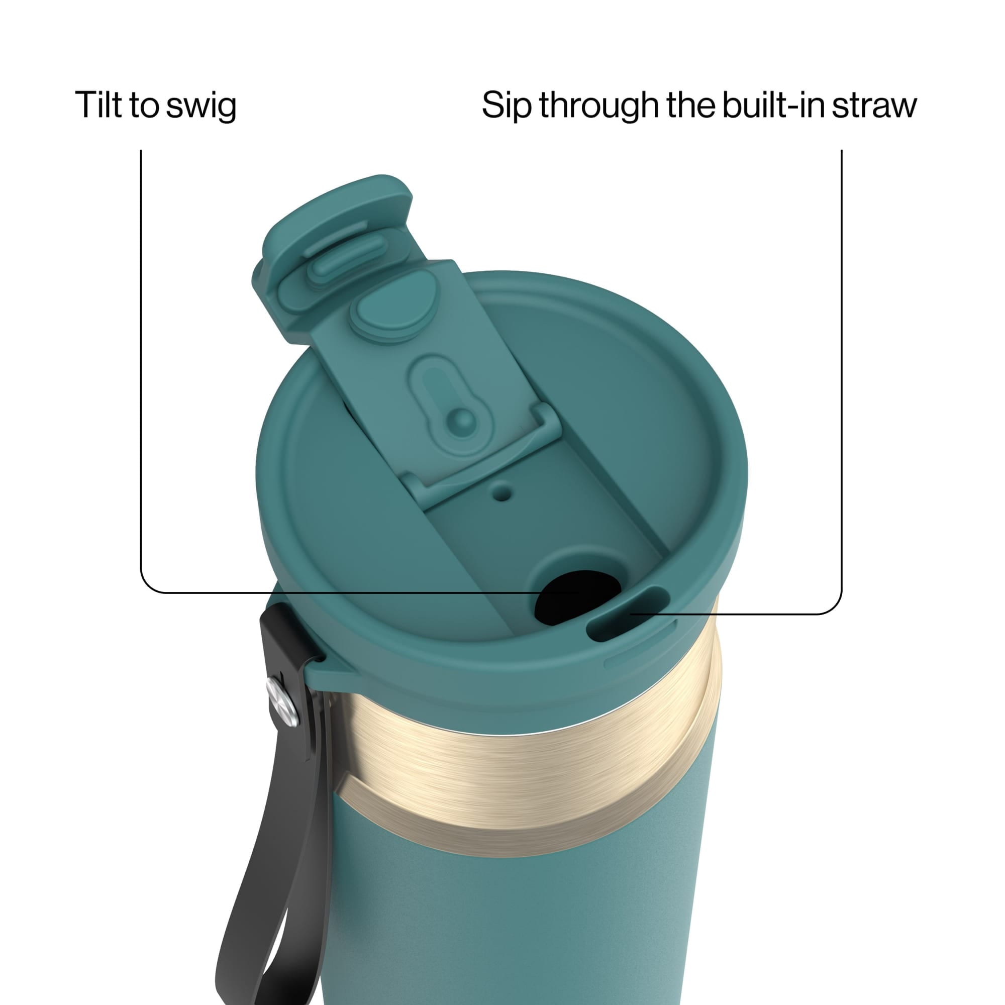Contigo DualSip 24 oz Leakproof Insulated Water Bottle with Carrying Strap and 2-Way Lid Edition-GON1