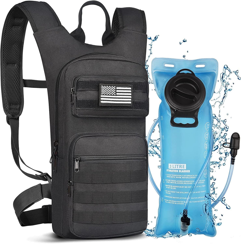 Brightify 17L Hydration Backpack with 3L TPU Water Bladder, Camel Backpack Hydration Pack for Hiking Hunting Climbing Cycling Biking Running, Molle Compatible Water Backpack for Men Women, Black Edition-LO6W