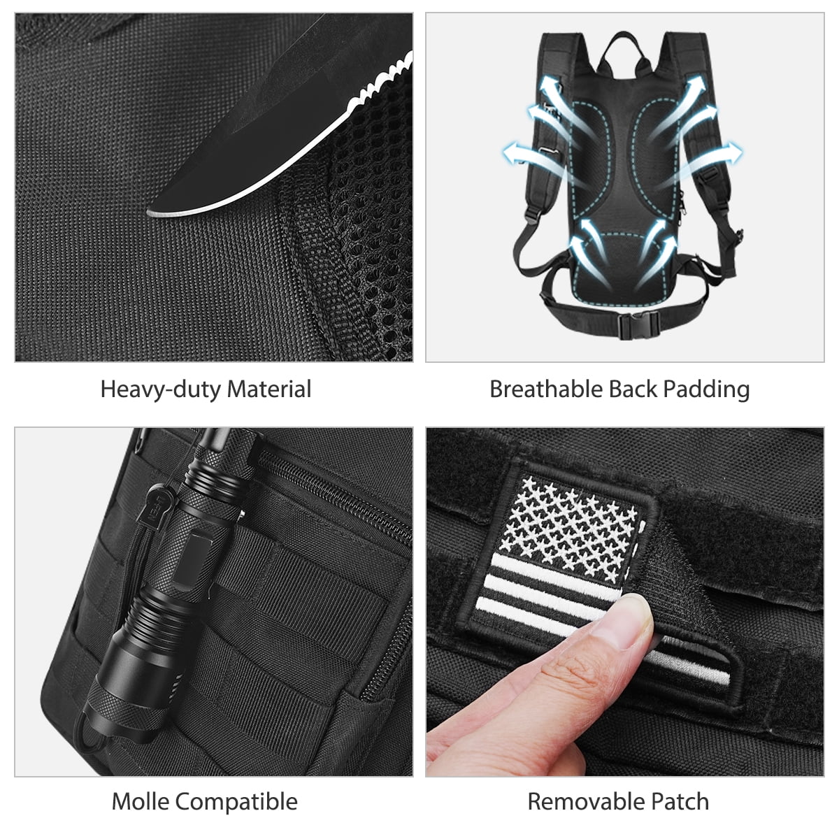Brightify 17L Hydration Backpack with 3L TPU Water Bladder, Camel Backpack Hydration Pack for Hiking Hunting Climbing Cycling Biking Running, Molle Compatible Water Backpack for Men Women, Black Edition-LO6W