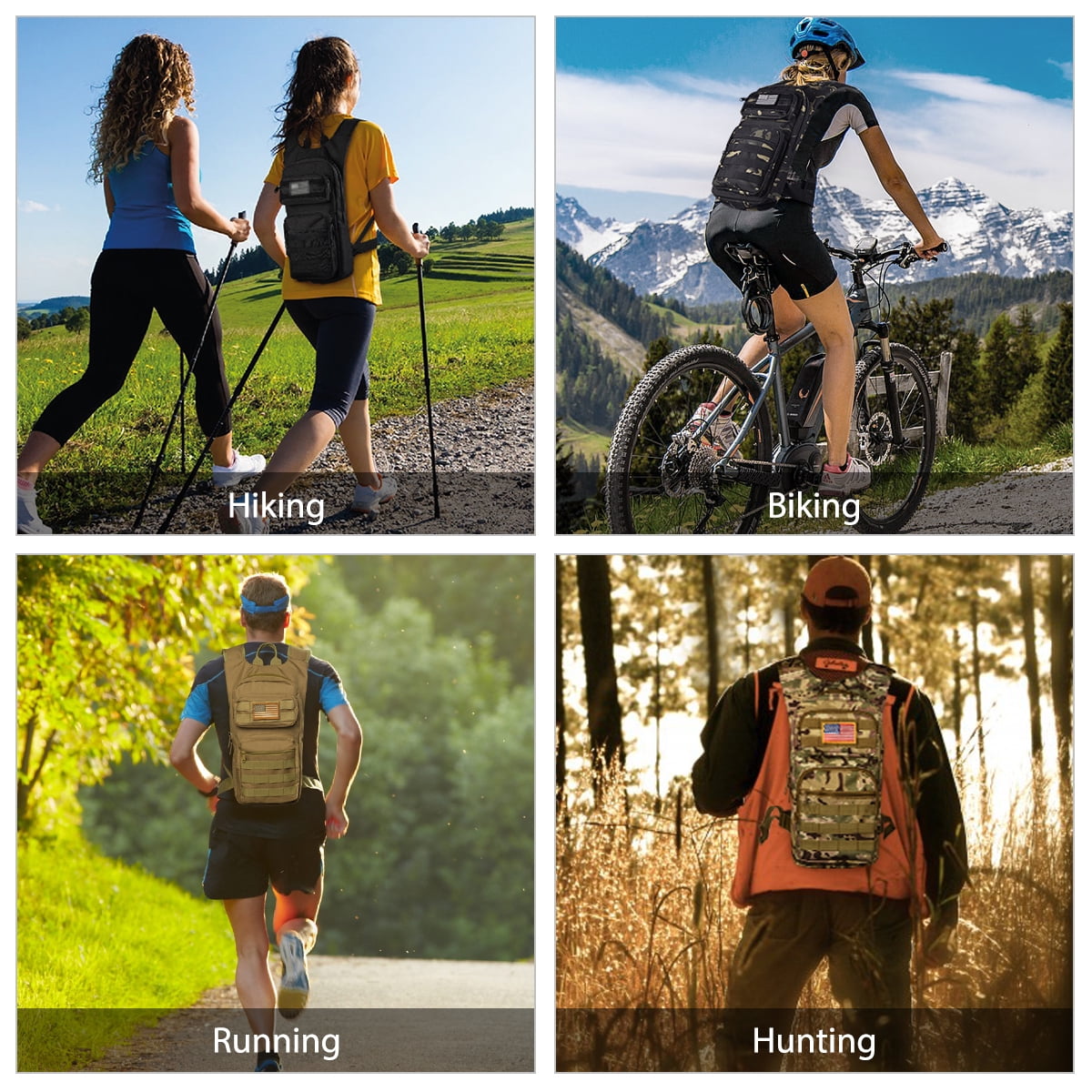 Brightify 17L Hydration Backpack with 3L TPU Water Bladder, Camel Backpack Hydration Pack for Hiking Hunting Climbing Cycling Biking Running, Molle Compatible Water Backpack for Men Women, Black Edition-LO6W