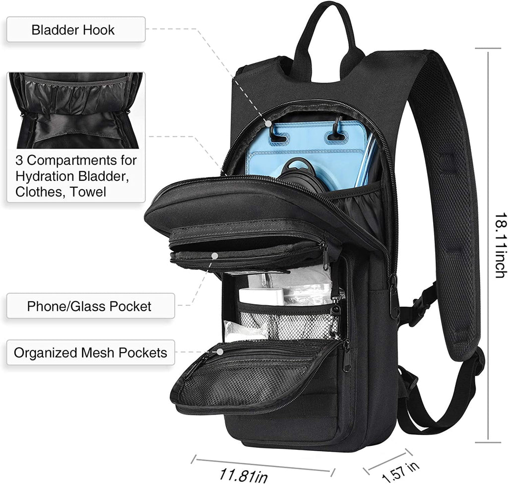Brightify 17L Hydration Backpack with 3L TPU Water Bladder, Camel Backpack Hydration Pack for Hiking Hunting Climbing Cycling Biking Running, Molle Compatible Water Backpack for Men Women, Black Edition-LO6W