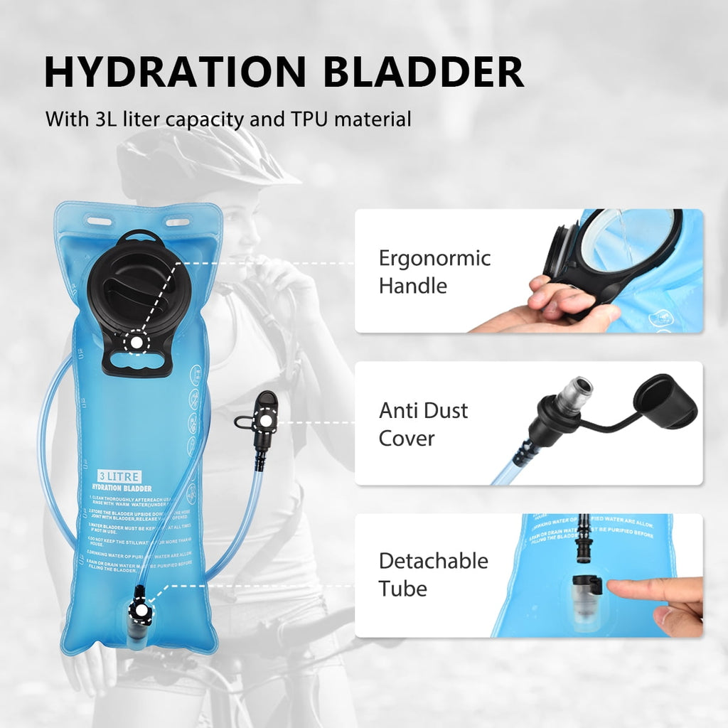 Brightify 17L Hydration Backpack with 3L TPU Water Bladder, Camel Backpack Hydration Pack for Hiking Hunting Climbing Cycling Biking Running, Molle Compatible Water Backpack for Men Women, Black Edition-LO6W
