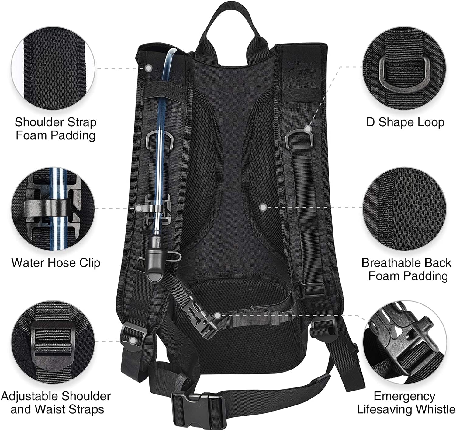 Brightify 17L Hydration Backpack with 3L TPU Water Bladder, Camel Backpack Hydration Pack for Hiking Hunting Climbing Cycling Biking Running, Molle Compatible Water Backpack for Men Women, Black Edition-LO6W