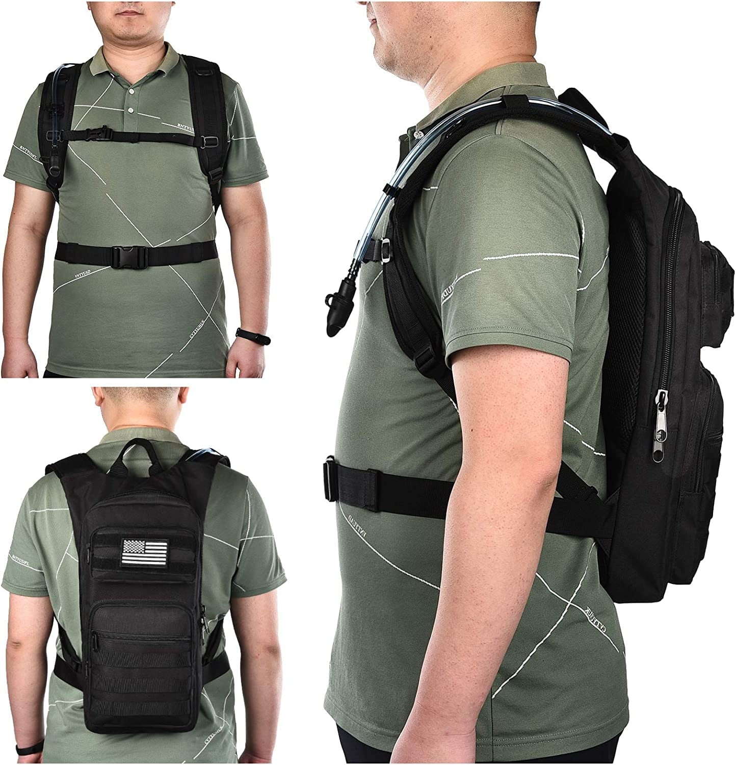 Brightify 17L Hydration Backpack with 3L TPU Water Bladder, Camel Backpack Hydration Pack for Hiking Hunting Climbing Cycling Biking Running, Molle Compatible Water Backpack for Men Women, Black Edition-LO6W