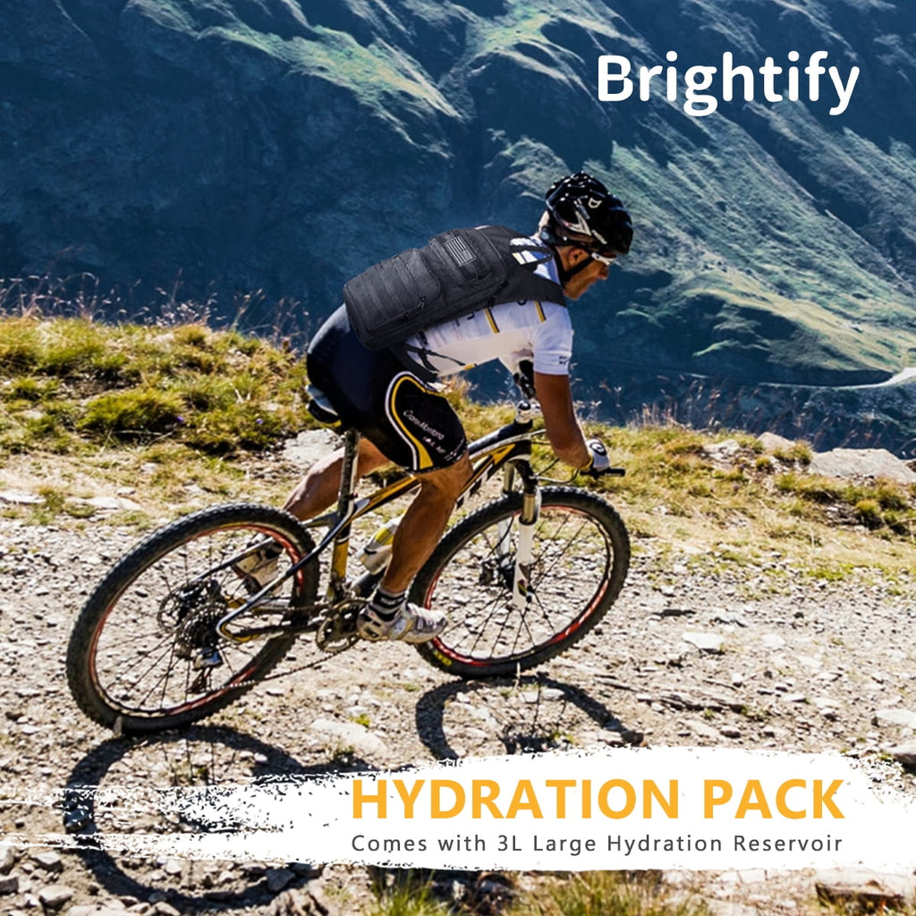 Brightify 17L Hydration Backpack with 3L TPU Water Bladder, Camel Backpack Hydration Pack for Hiking Hunting Climbing Cycling Biking Running, Molle Compatible Water Backpack for Men Women, Black Edition-LO6W