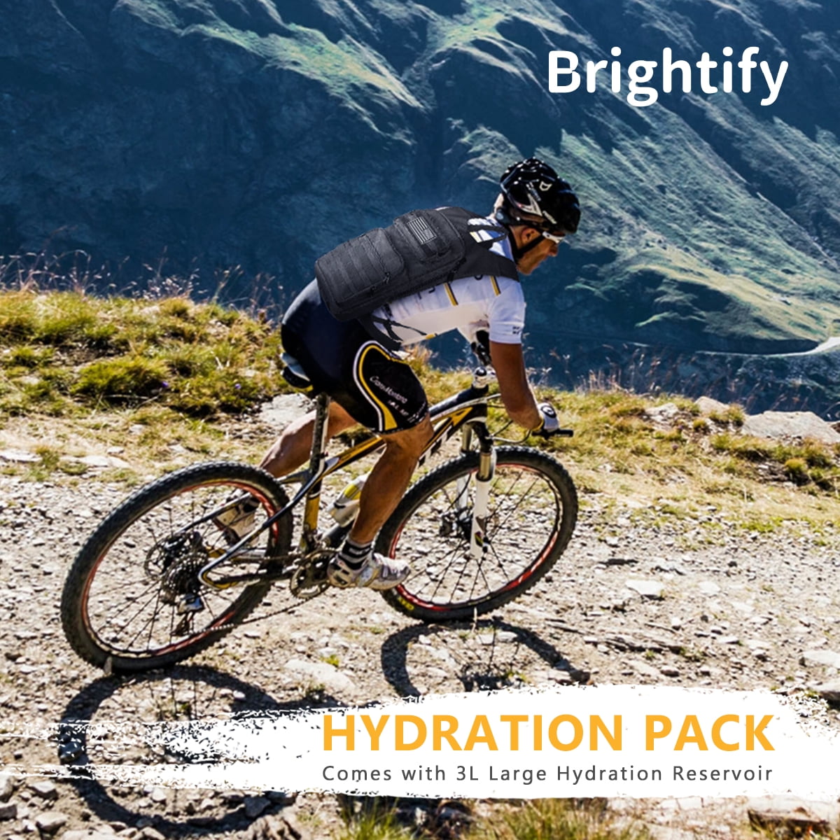 Brightify 17L Hydration Backpack with 3L TPU Water Bladder, Camel Backpack Hydration Pack for Hiking Hunting Climbing Cycling Biking Running, Molle Compatible Water Backpack for Men Women, Black Edition-LO6W