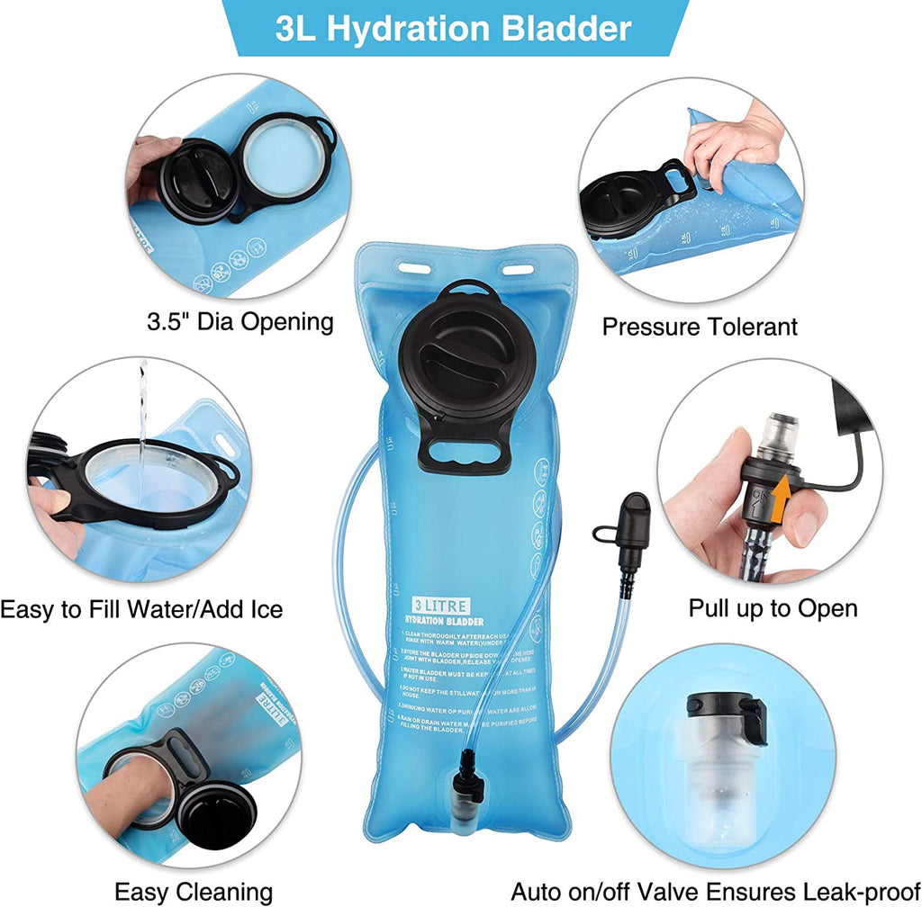 Brightify 17L Hydration Backpack with 3L TPU Water Bladder, Camel Backpack Hydration Pack for Hiking Hunting Climbing Cycling Biking Running, Molle Compatible Water Backpack for Men Women, Black Edition-LO6W