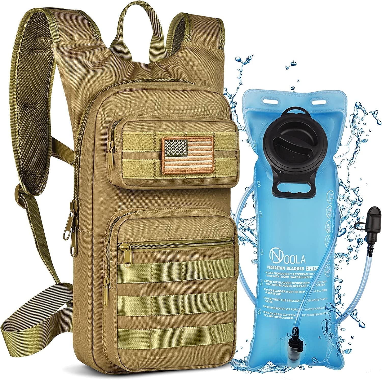 Brightify 17L Hydration Backpack with 3L TPU Water Bladder, Camel Backpack Hydration Pack for Hiking Hunting Climbing Cycling Biking Running, Molle Compatible Water Backpack for Men Women, Black Edition-LO6W