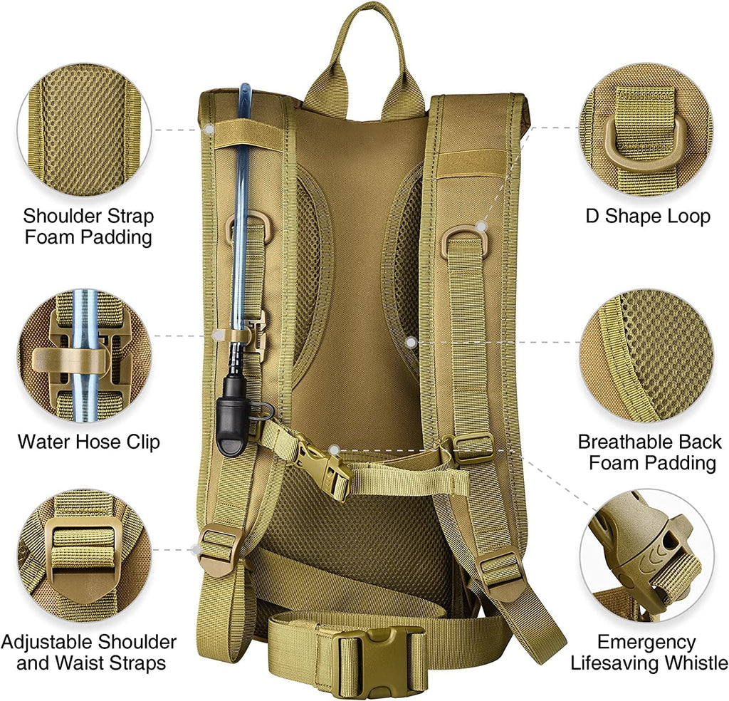 Brightify 17L Hydration Backpack with 3L TPU Water Bladder, Camel Backpack Hydration Pack for Hiking Hunting Climbing Cycling Biking Running, Molle Compatible Water Backpack for Men Women, Black Edition-LO6W
