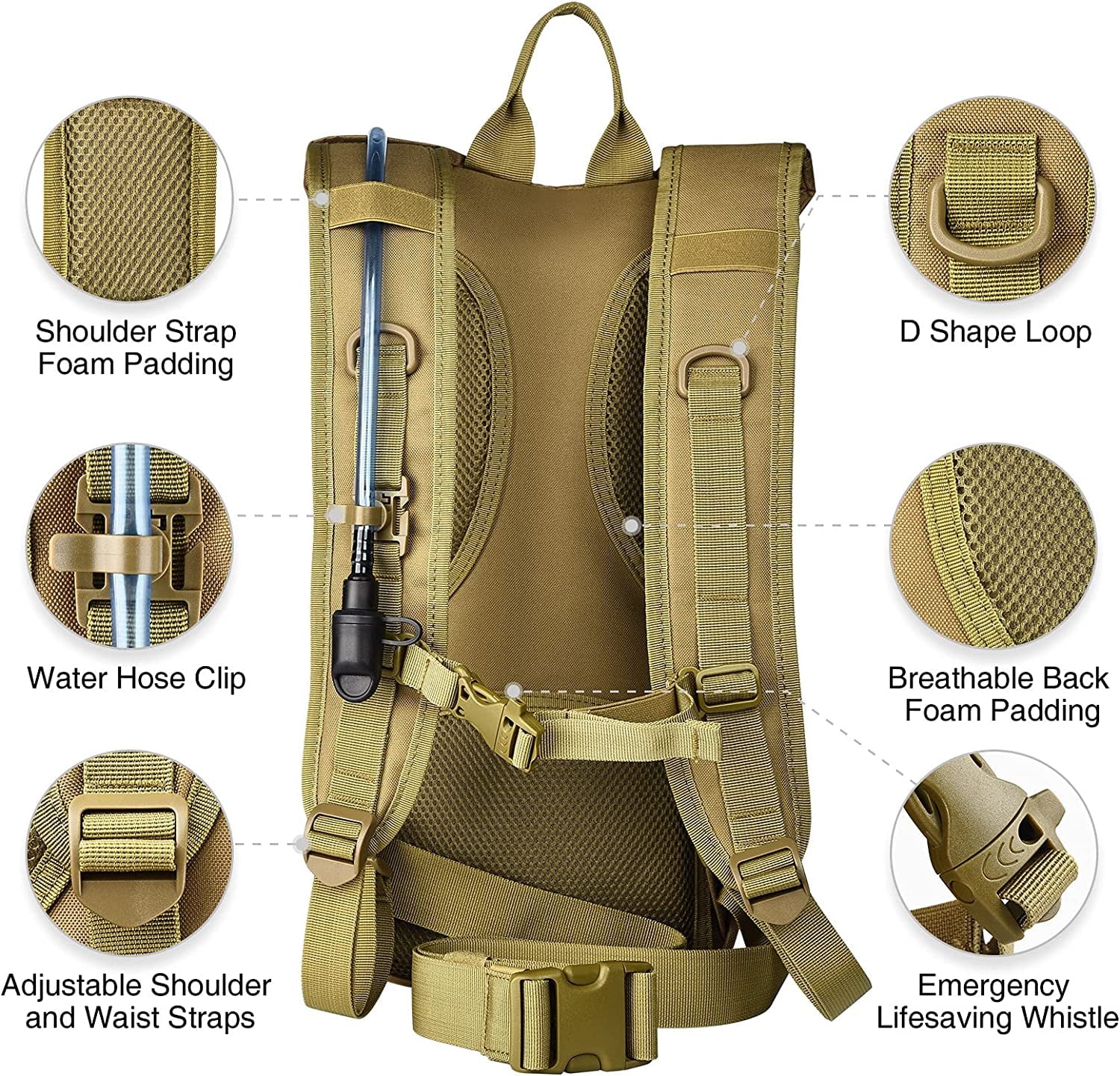 Brightify 17L Hydration Backpack with 3L TPU Water Bladder, Camel Backpack Hydration Pack for Hiking Hunting Climbing Cycling Biking Running, Molle Compatible Water Backpack for Men Women, Black Edition-LO6W