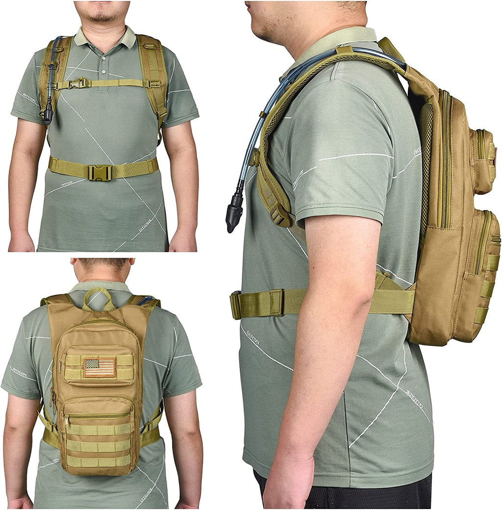 Brightify 17L Hydration Backpack with 3L TPU Water Bladder, Camel Backpack Hydration Pack for Hiking Hunting Climbing Cycling Biking Running, Molle Compatible Water Backpack for Men Women, Black Edition-LO6W