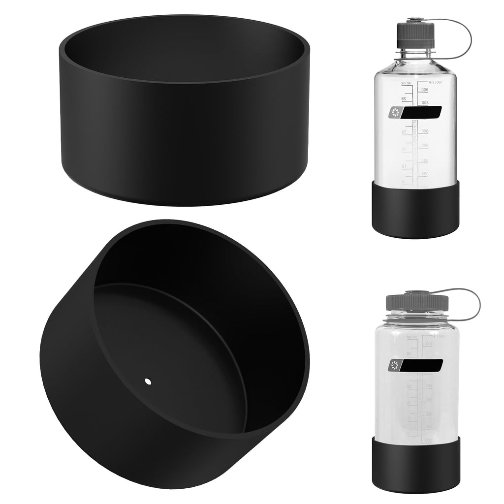 Linkidea 2 Pack Water Bottle Boot Compatible with Nalgene Sustain Wide Mouth 32oz/48oz, Narrow Mouth 32oz, Silicone Anti-Slip Bottle Bottom Bumper Protector (Black) Edition-Z735