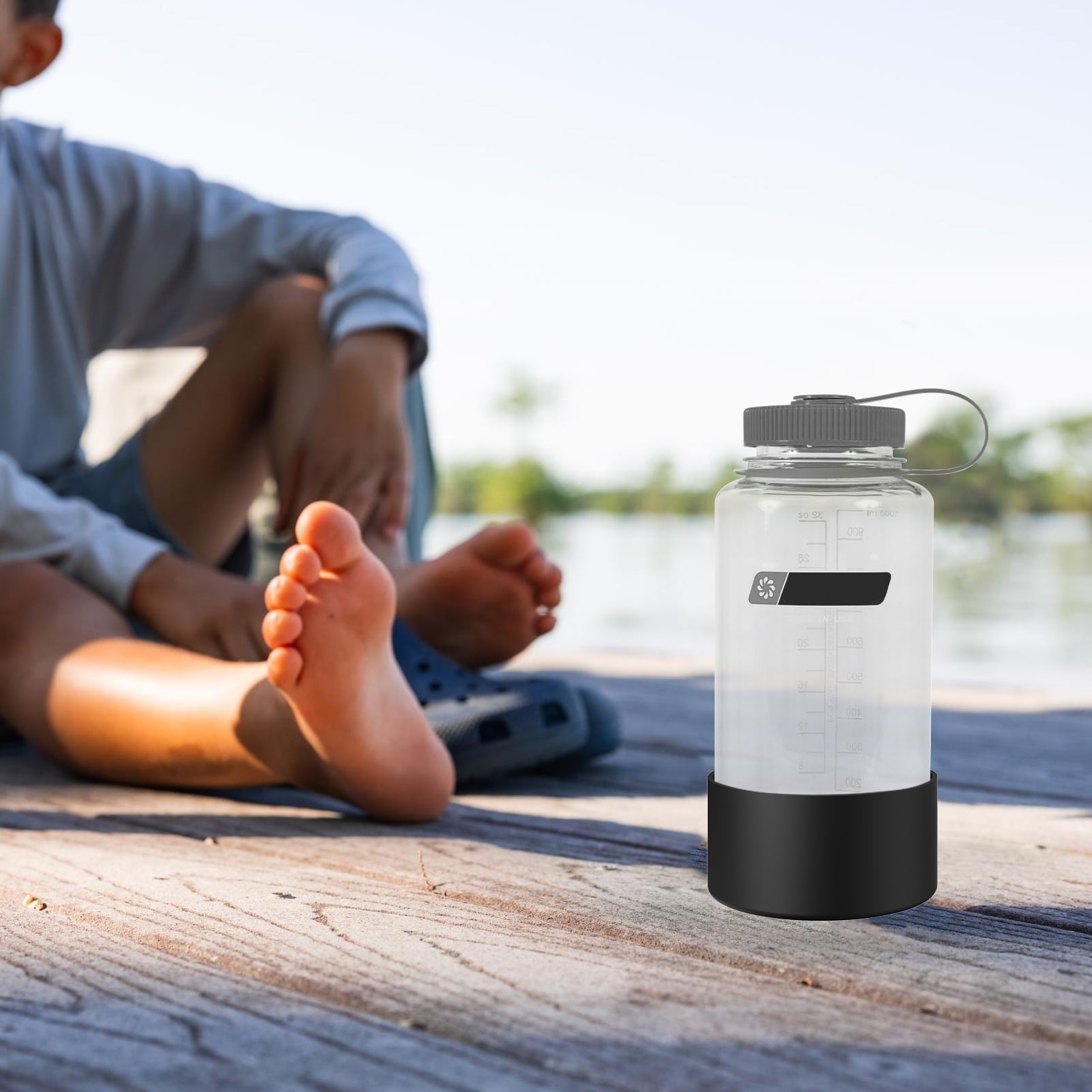 Linkidea 2 Pack Water Bottle Boot Compatible with Nalgene Sustain Wide Mouth 32oz/48oz, Narrow Mouth 32oz, Silicone Anti-Slip Bottle Bottom Bumper Protector (Black) Edition-Z735