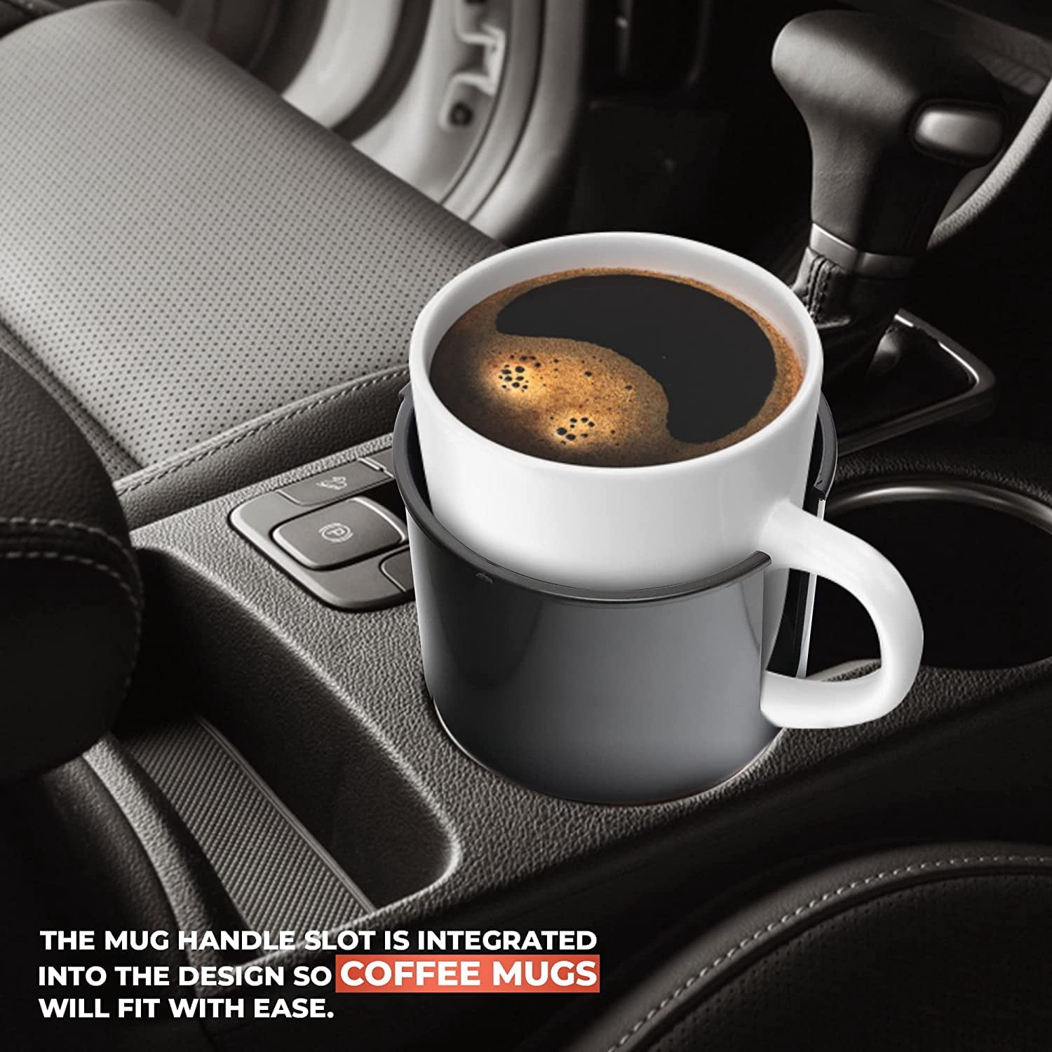 Cup Holder Expander - Fits Hydro Flasks 32/40 oz, Nalgene,  &amp; Large Bottles up to 3.8  Wide - for  up to 3.2  Wide - Black Edition-29ET