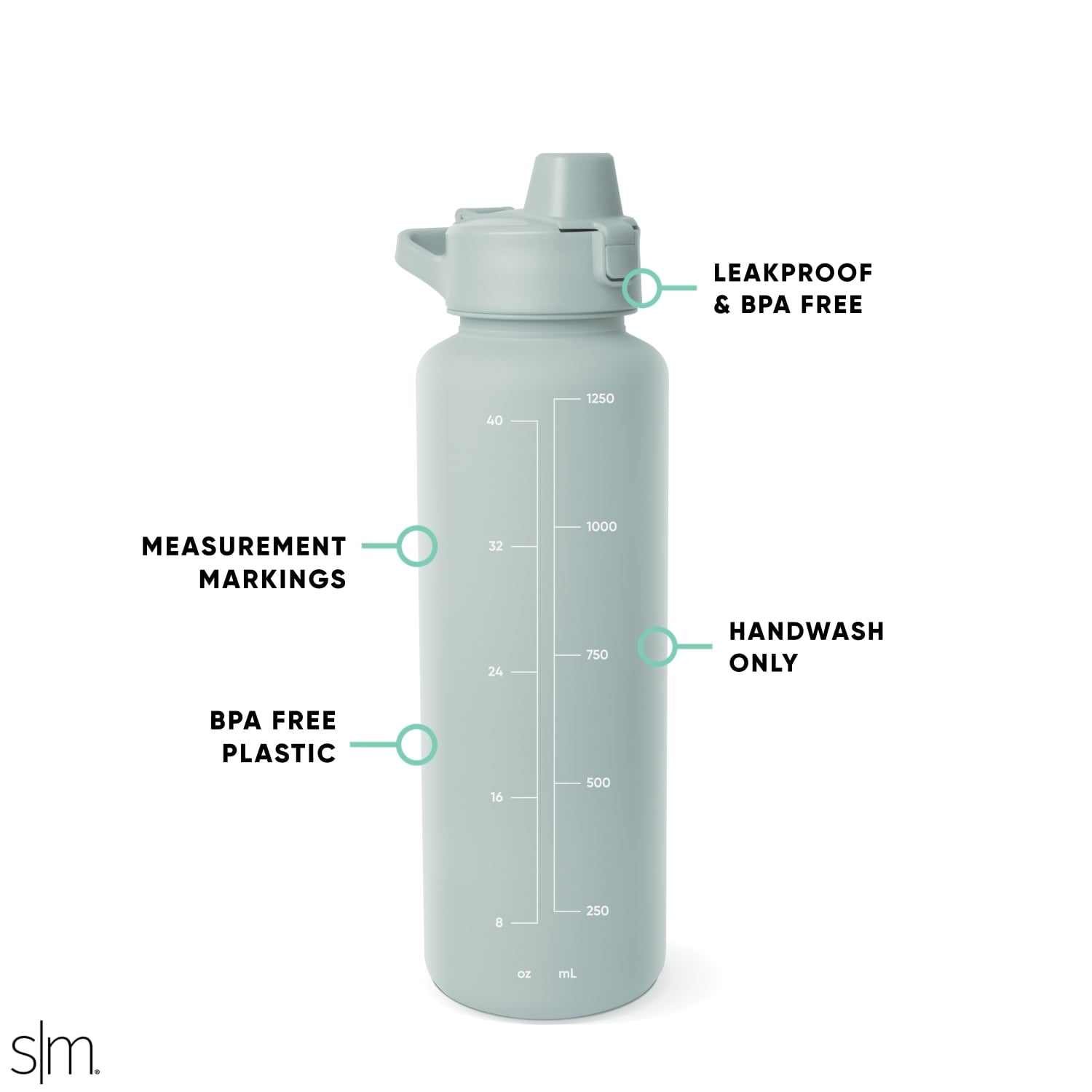 Simple Modern 48 fl oz Reusable Tritan Summit Water Bottle with Silicone Straw Lid|Seaglass Sage Edition-FNFC
