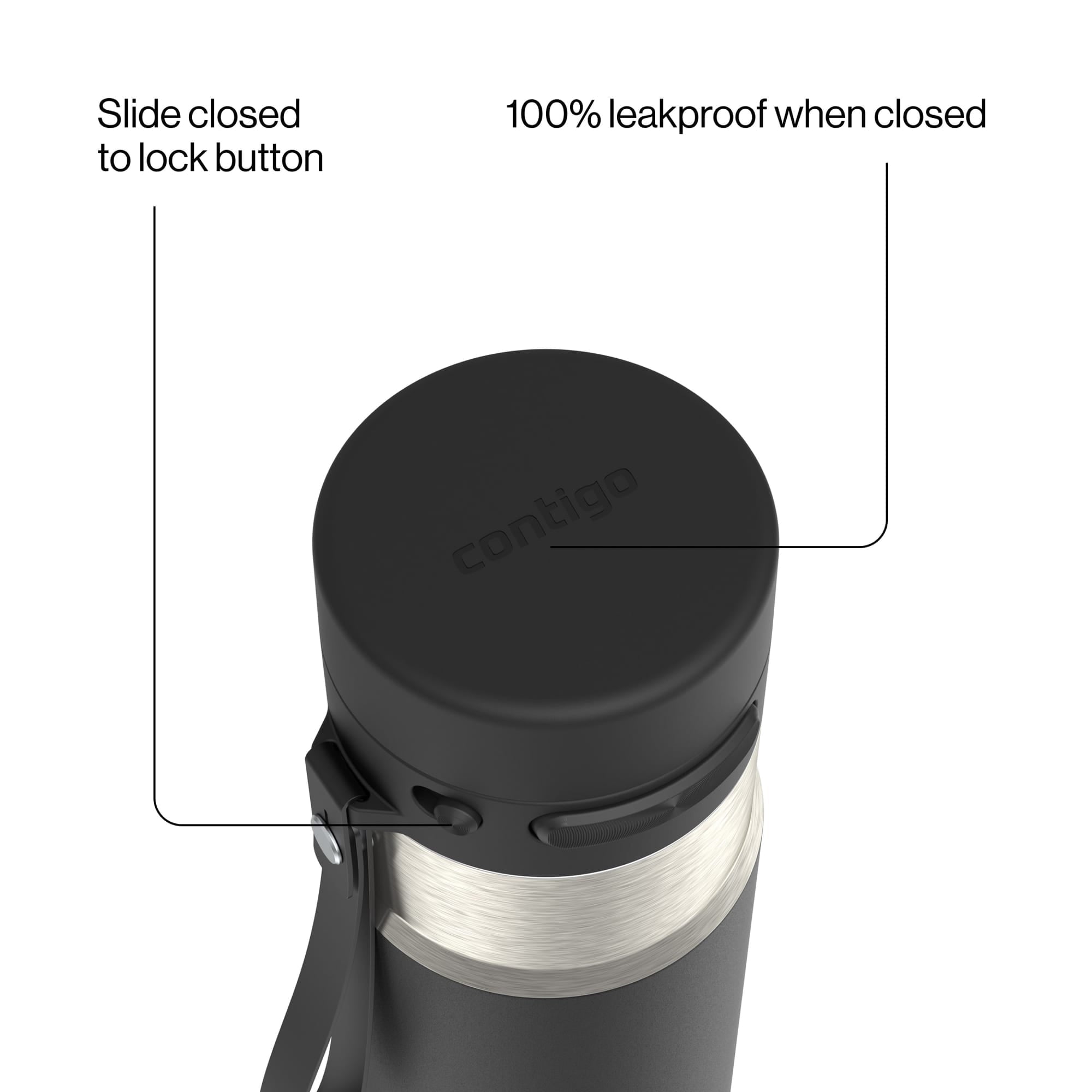 Contigo AutoPop 24 oz Leakproof Insulated Stainless Steel Water Bottle with Carry Strap and Shaker Ball Edition-2S64