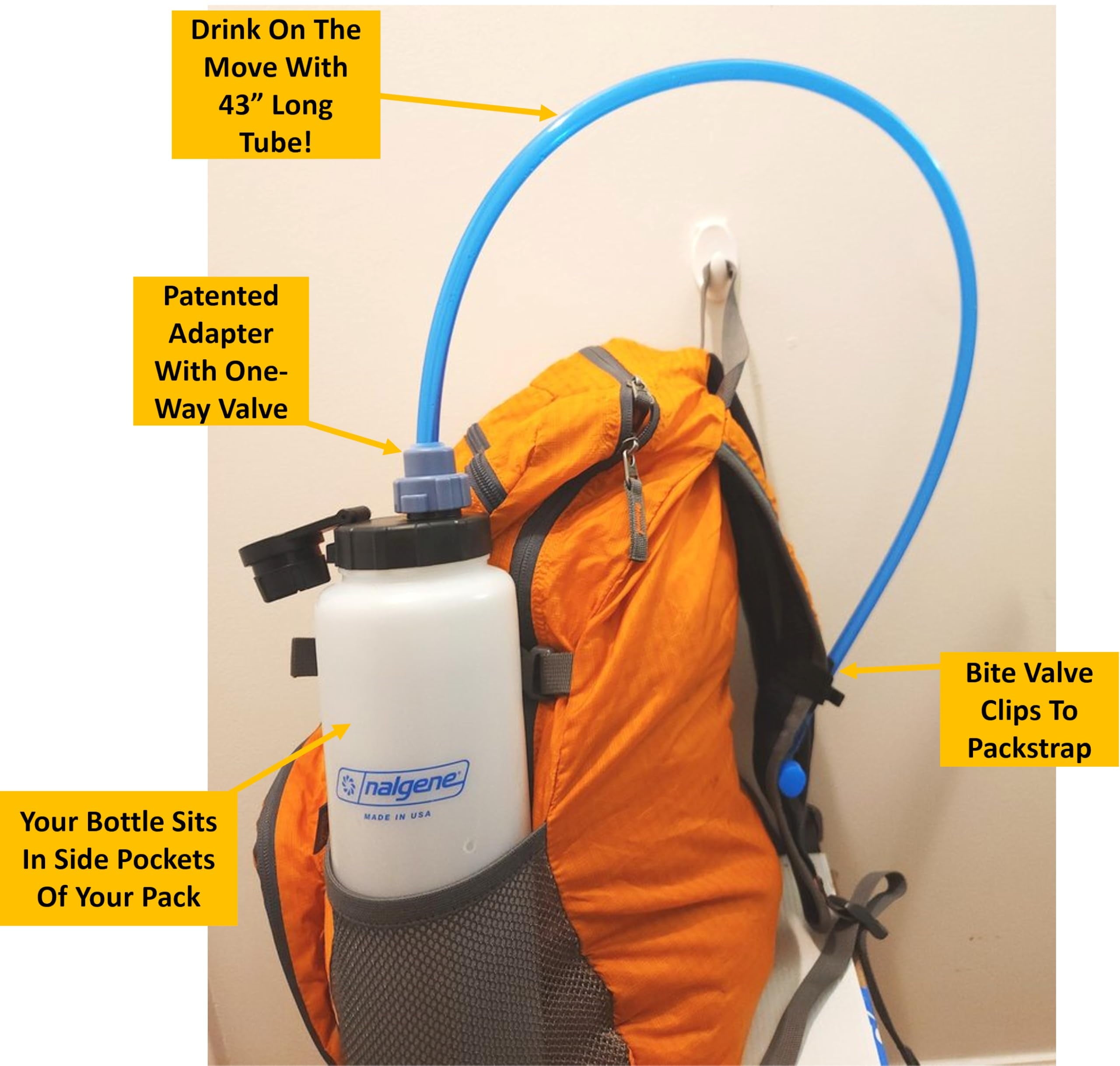 Universal Hydration Adapter for Nalgene Smartwater Bottles 28mm Wide Mouth, Flip Top Spout Lid with Loop, Hiking Running Cycling Accessory, Blue Edition-WTE7