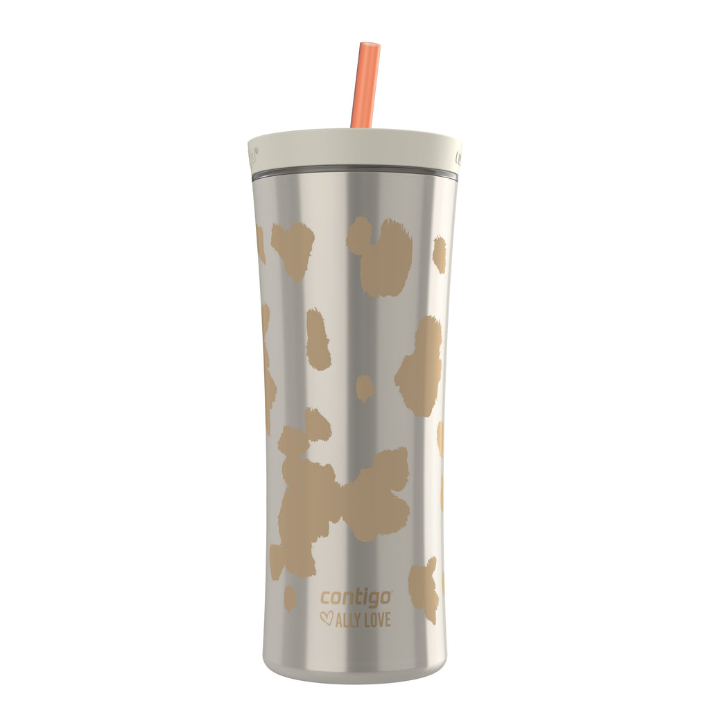 Contigo 20oz Shake &amp; Go Tumbler, Plastic with Straw, Oatmilk Cowhide Couture Edition-P6VO