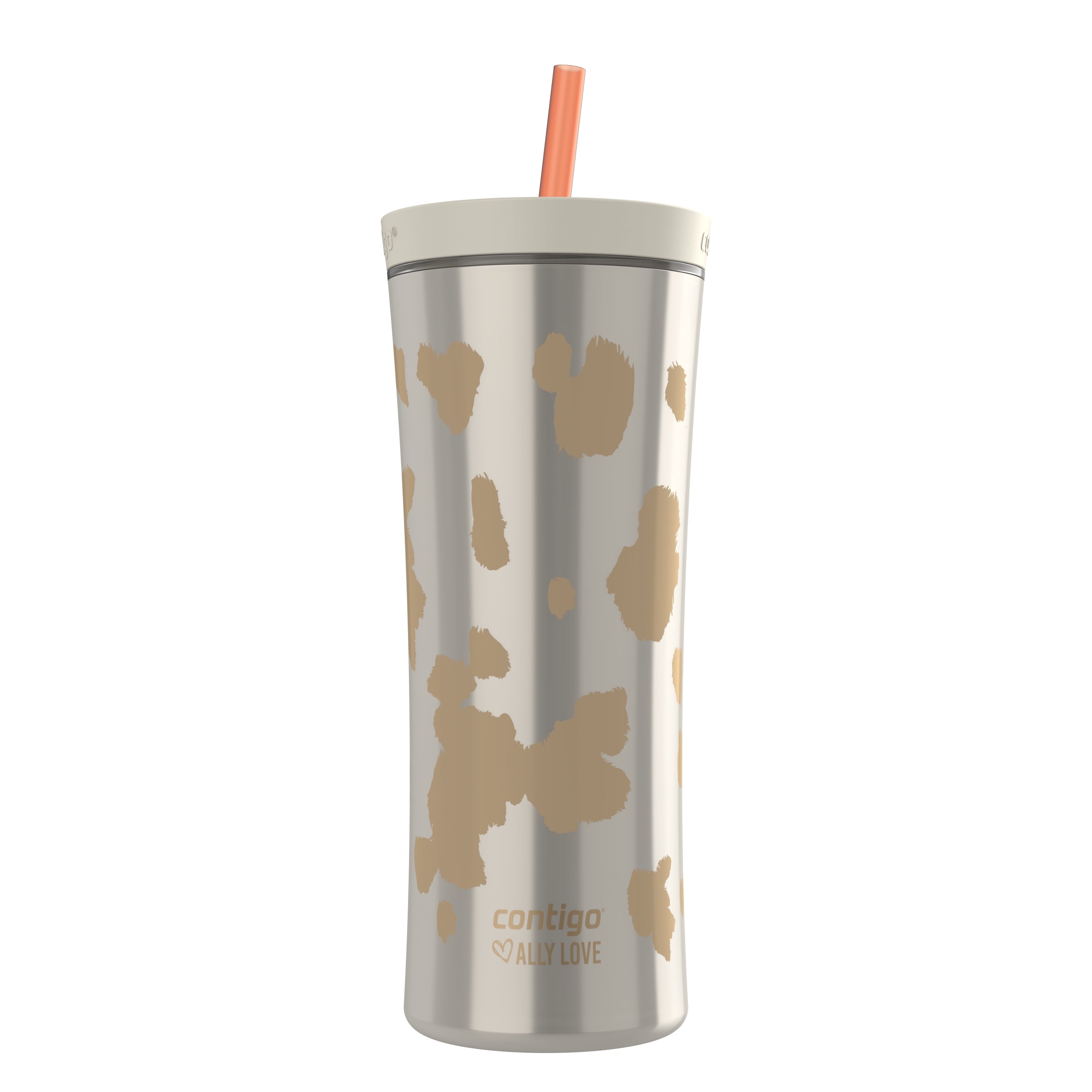 Contigo 20oz Shake &amp; Go Tumbler, Plastic with Straw, Oatmilk Cowhide Couture Edition-P6VO