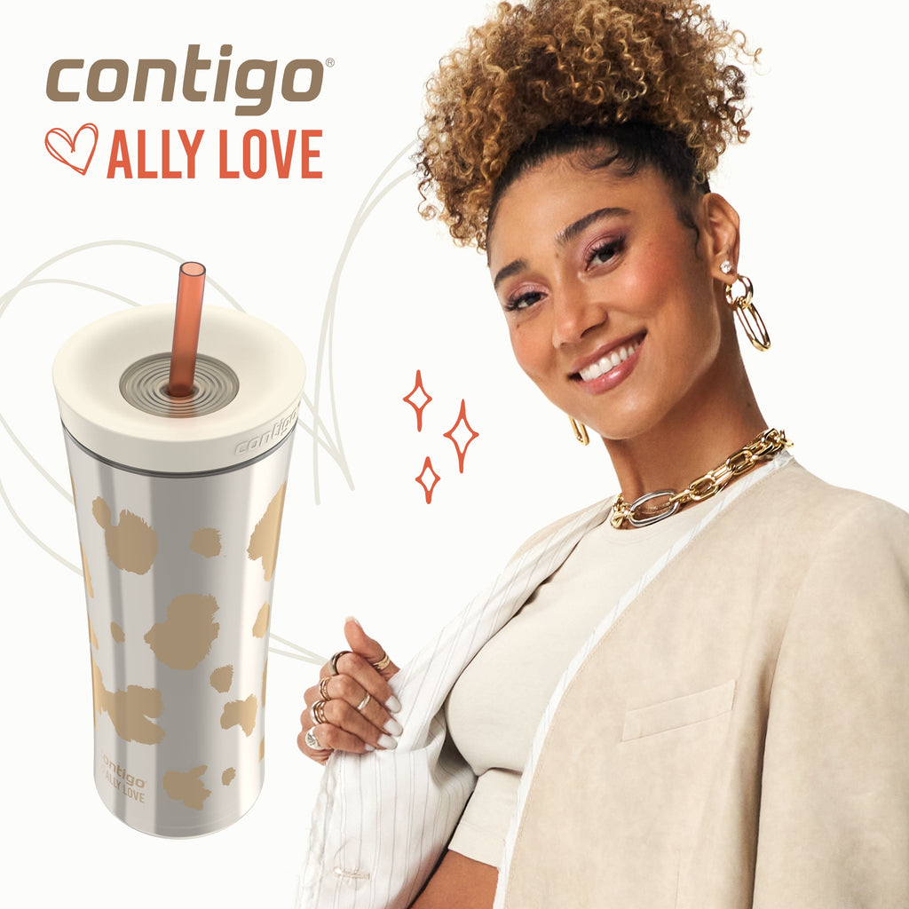 Contigo 20oz Shake &amp; Go Tumbler, Plastic with Straw, Oatmilk Cowhide Couture Edition-P6VO