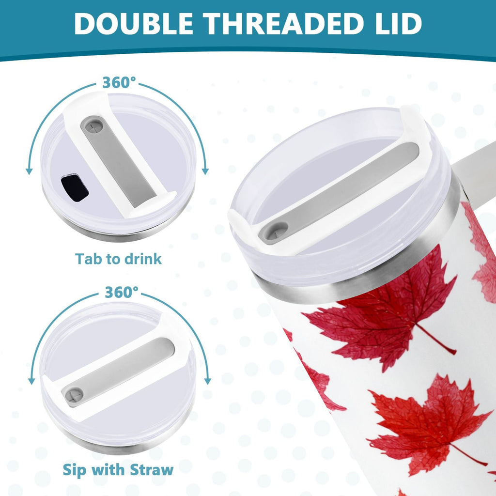 30 oz Insulated Stainless Steel Tumbler Double Wall Stainless Steel Tumbler with 2-Way Drinking Vibrant Red Maple Leaves Edition-F9T7
