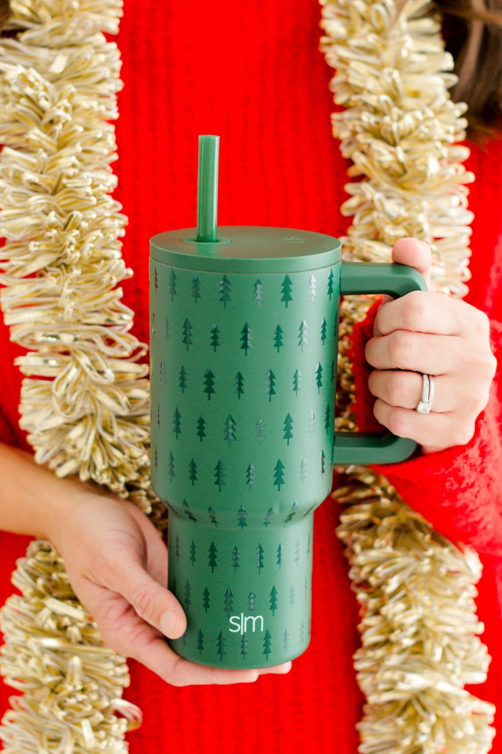 Simple Modern 30 fl oz Insulated Stainless Steel Trek Tumbler with Straw Lid | Seaglass Sage and Cream Checkmate Edition-16A6