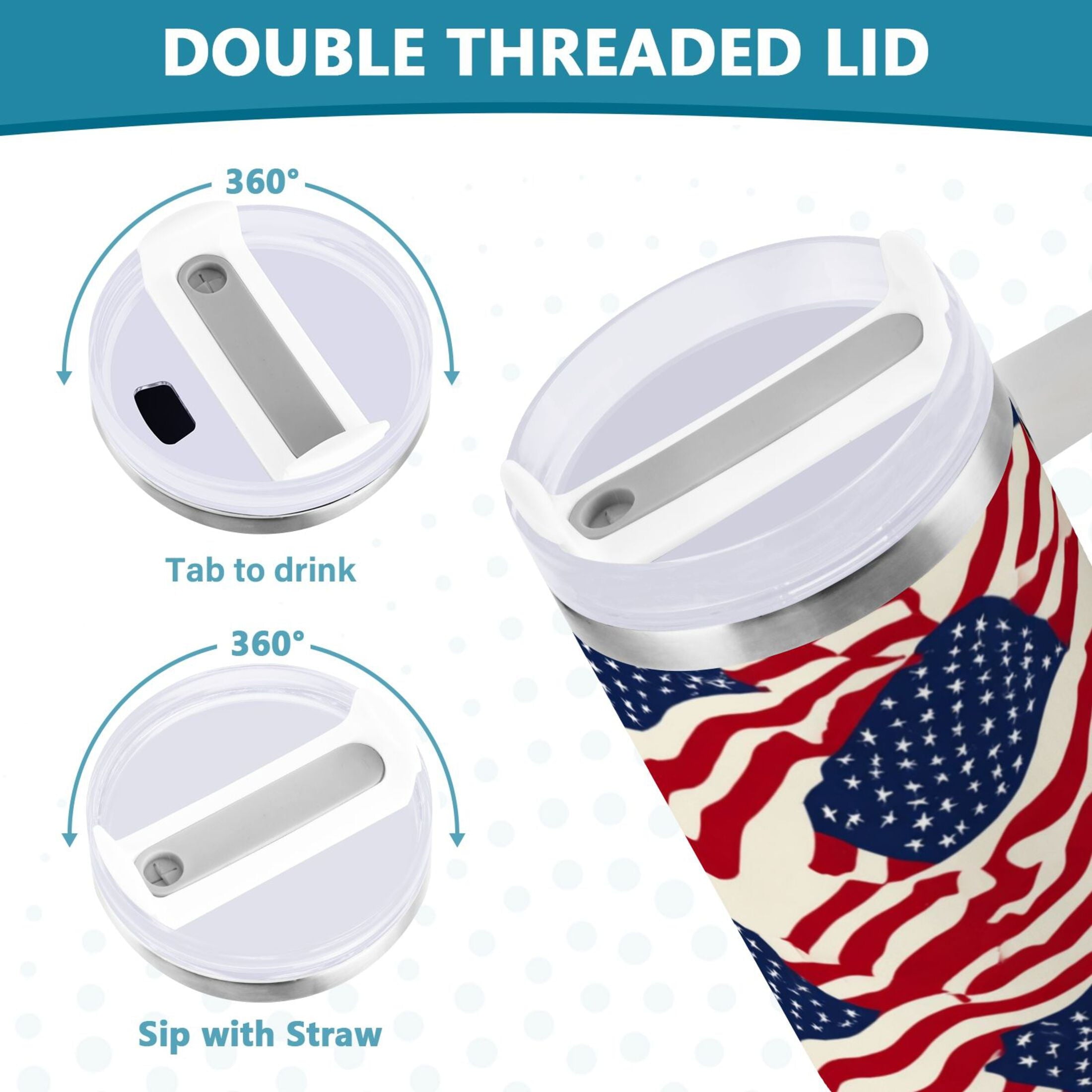 40 oz Insulated Stainless Steel Tumbler Double Wall Stainless Steel Tumbler with 2-Way Drinking Flags Abstract Design Edition-6IEN