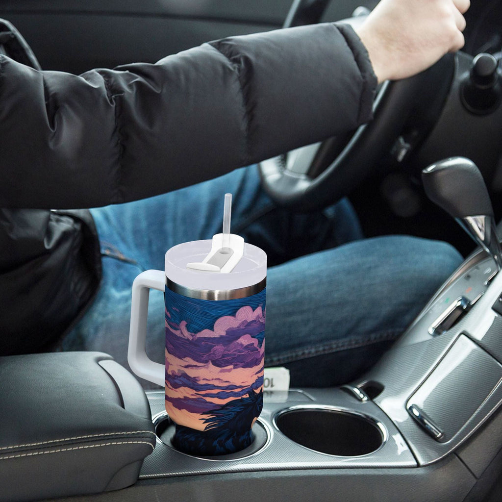 40 oz Insulated Stainless Steel Tumbler Double Wall Stainless Steel Tumbler with 2-Way Drinking Wild Horses Running Edition-VW8K