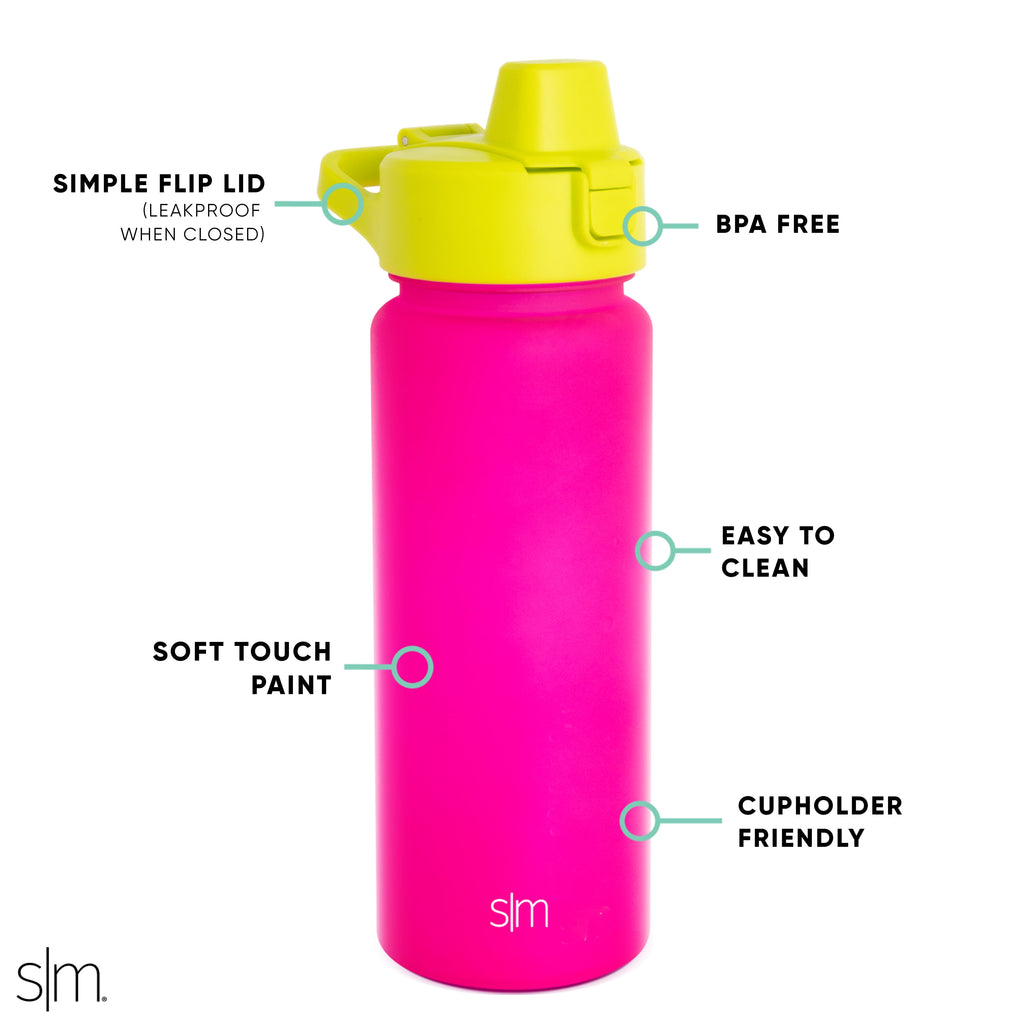 Simple Modern 22 fl oz Reusable Tritan Summit Water Bottle with Silicone Straw Lid|Raspberry Chartreuse Edition-XH33