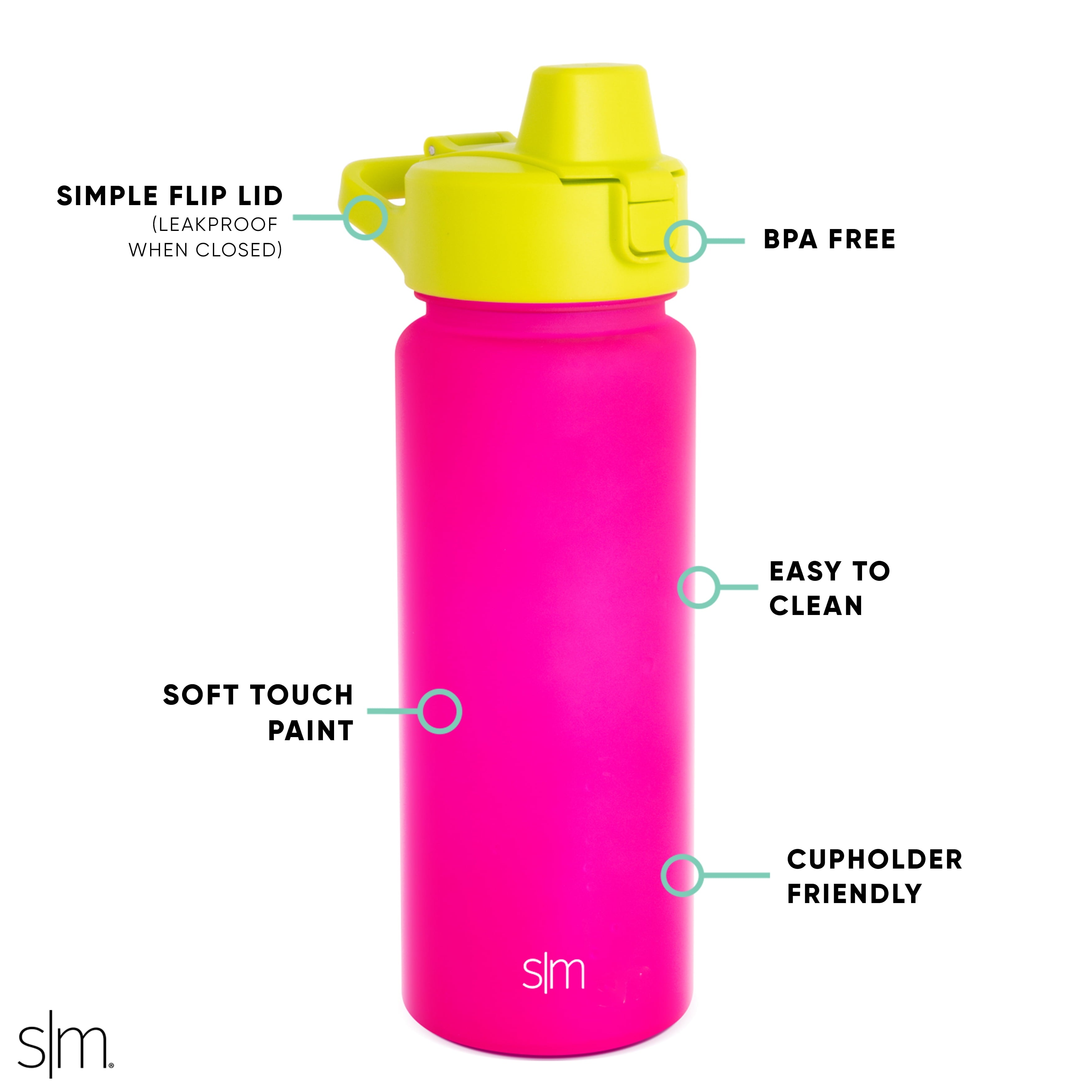 Simple Modern 22 fl oz Reusable Tritan Summit Water Bottle with Silicone Straw Lid|Raspberry Chartreuse Edition-XH33