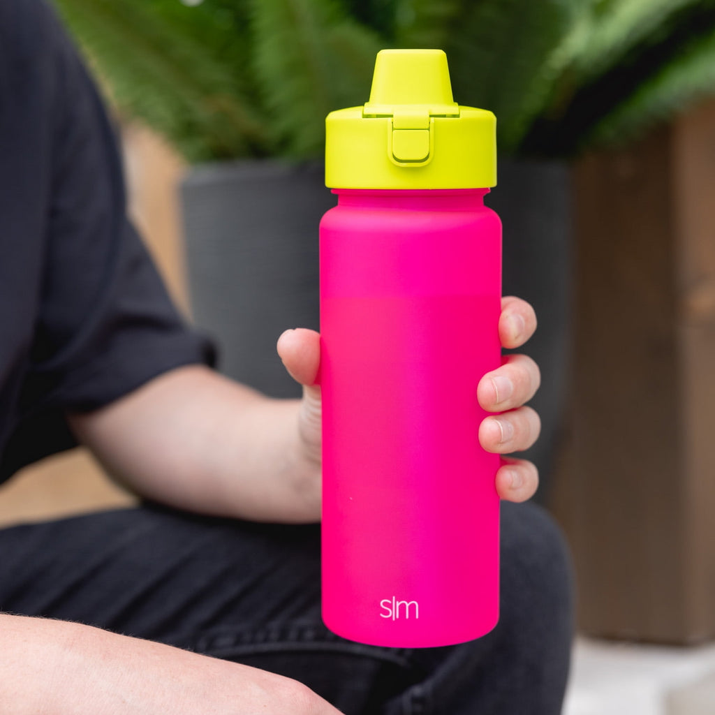 Simple Modern 22 fl oz Reusable Tritan Summit Water Bottle with Silicone Straw Lid|Raspberry Chartreuse Edition-XH33