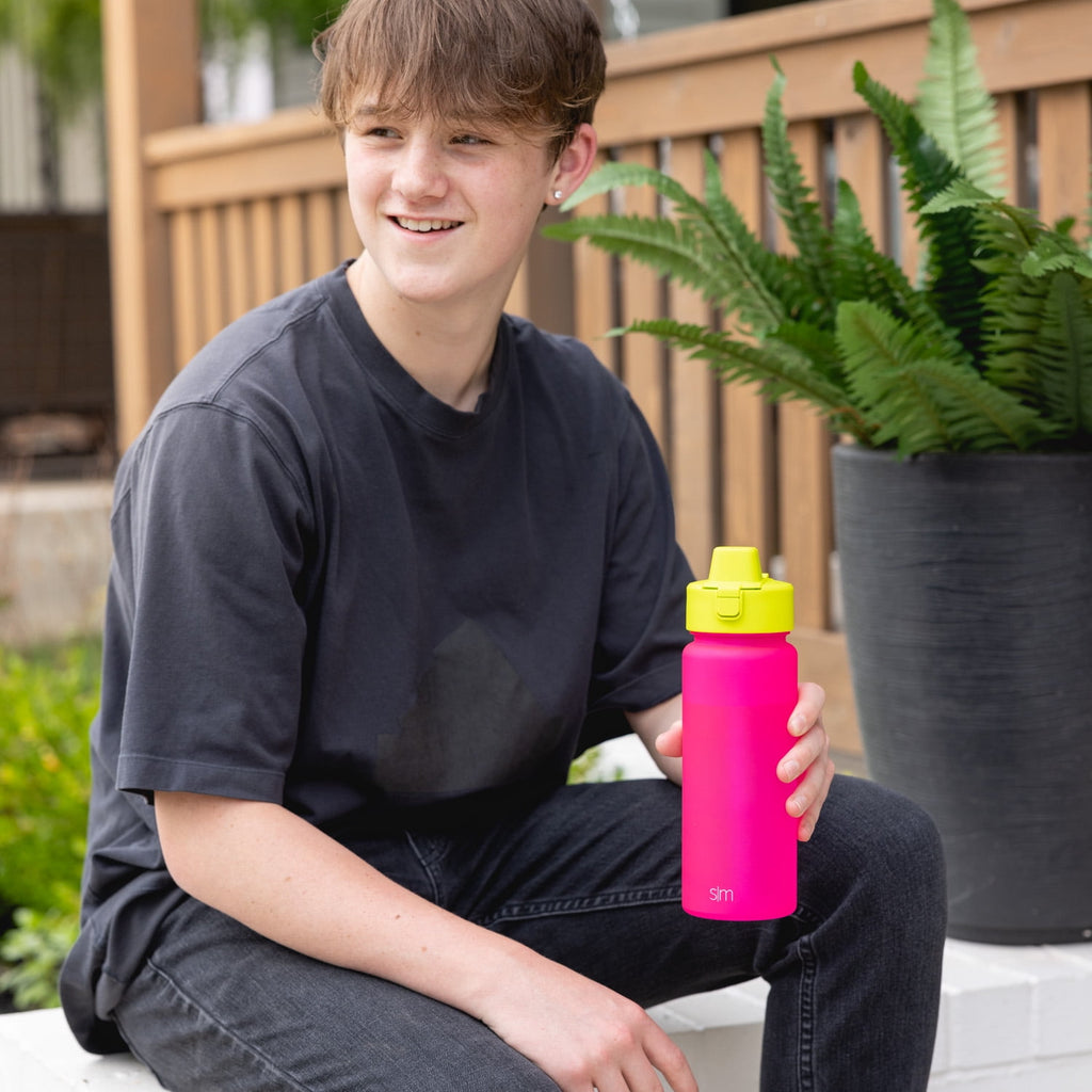 Simple Modern 22 fl oz Reusable Tritan Summit Water Bottle with Silicone Straw Lid|Raspberry Chartreuse Edition-XH33