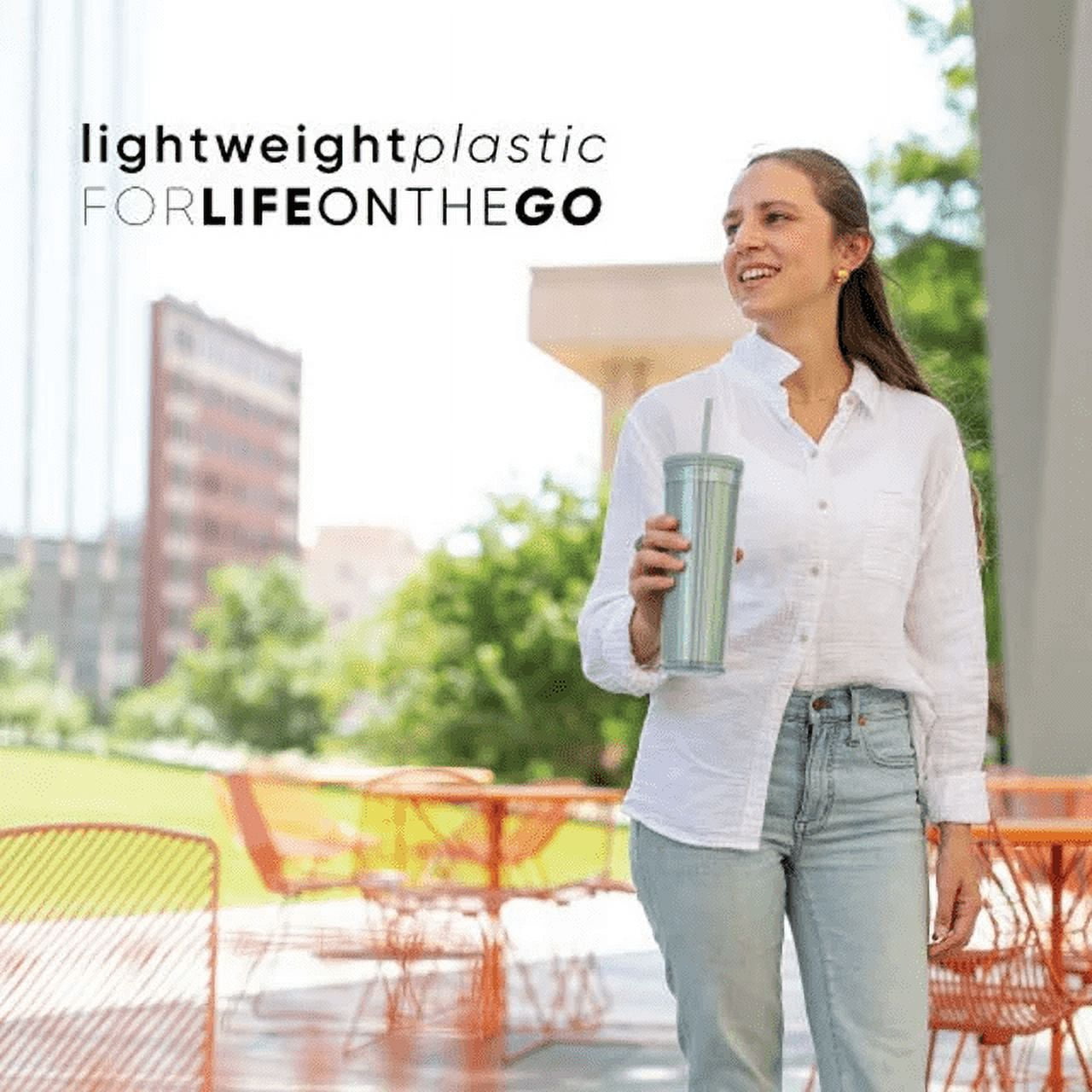 Simple Modern 24 fl oz Double Wall Plastic Classic Tumbler with Straw|Opalescent Edition-MHQ0
