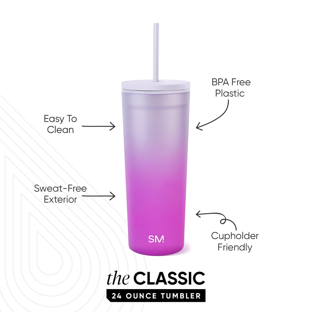 Simple Modern 24 fl oz Double Wall Plastic Classic Tumbler with Straw|Opalescent Edition-MHQ0
