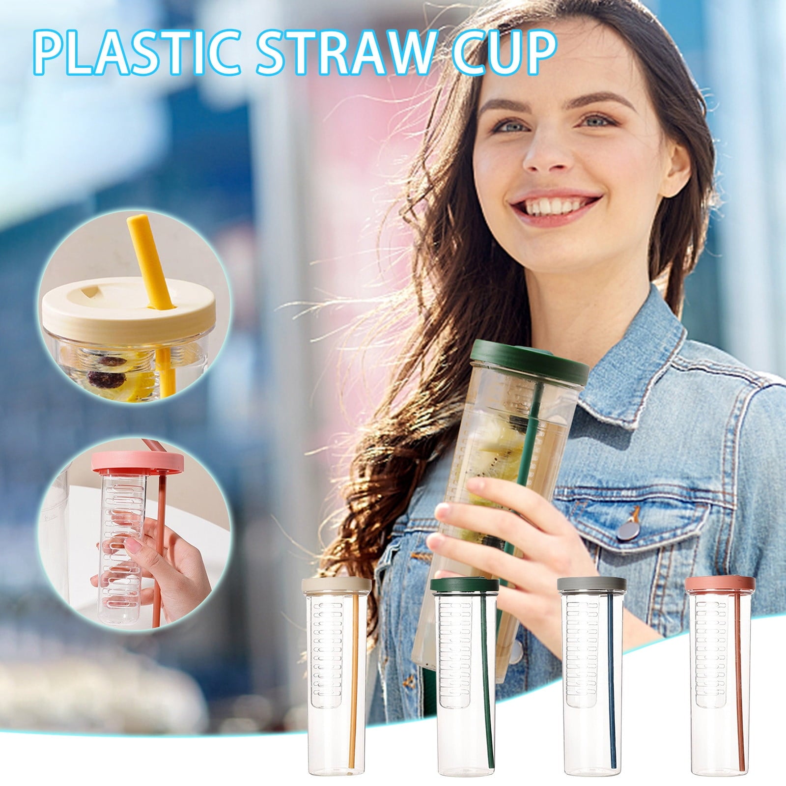 AURIGATE Simple Modern Plastic Tumbler with Lid and Straw Reusable BPA Free Iced Coffee Cups Double Wall Smoothie Cup Gifts for Women Men Him Her Classic Collection Edition-IU01
