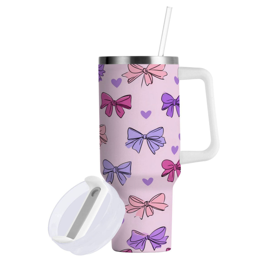 30 oz Insulated Stainless Steel Tumbler Double Wall Stainless Steel Tumbler with 2-Way Drinking Bows and Heart Pattern Edition-MWJ3