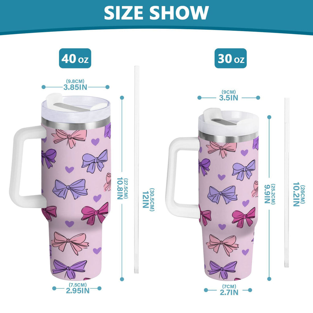 30 oz Insulated Stainless Steel Tumbler Double Wall Stainless Steel Tumbler with 2-Way Drinking Bows and Heart Pattern Edition-MWJ3