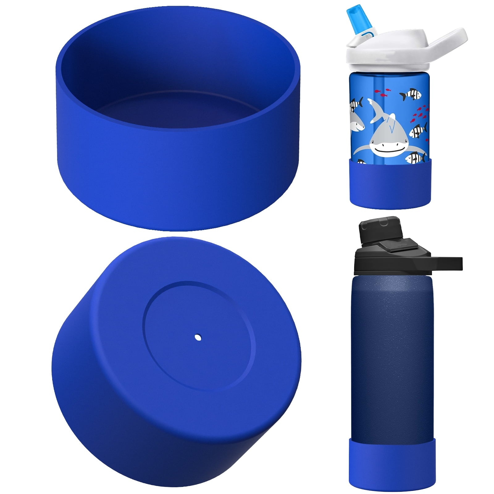 Linkidea 2 Pack Water Bottle Boot Compatible with CamelBak Eddy+20oz/25oz, Chute Mag 20oz/25oz, Carry Cap, Silicone Anti-Slip Bottle Bottom Bumper Protector (Navy Blue) Edition-E56O